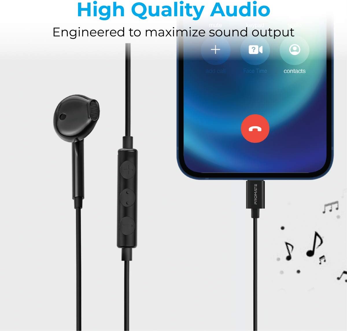 سماعات أذن بروميت مع موصل لايتنينج، سماعة أذن أحادية معتمدة من Apple MFi مع ميكروفون وتحكم مدمج في مستوى الصوت لأجهزة iPhone 12/12 Mini/12 Pro Max/12 Pro وأجهزة موصل Lightning، سلكية - الصورة 5