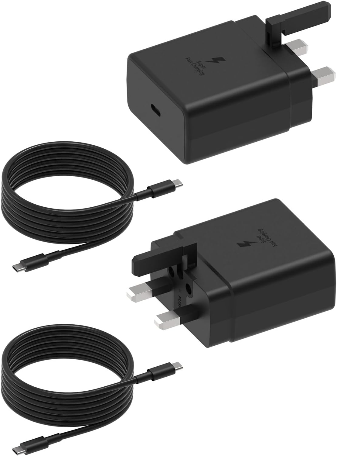 2 حزمة شاحن USB C بقدرة 45 وات متوافق مع سامسونج، شاحن فائق السرعة متوافق مع سامسونج جالاكسي S23 الترا S23+ S23 S22 الترا S21+ A54 A53 A52 A32، جالاكسي تاب S8/S7، كابل 6FT نوع C