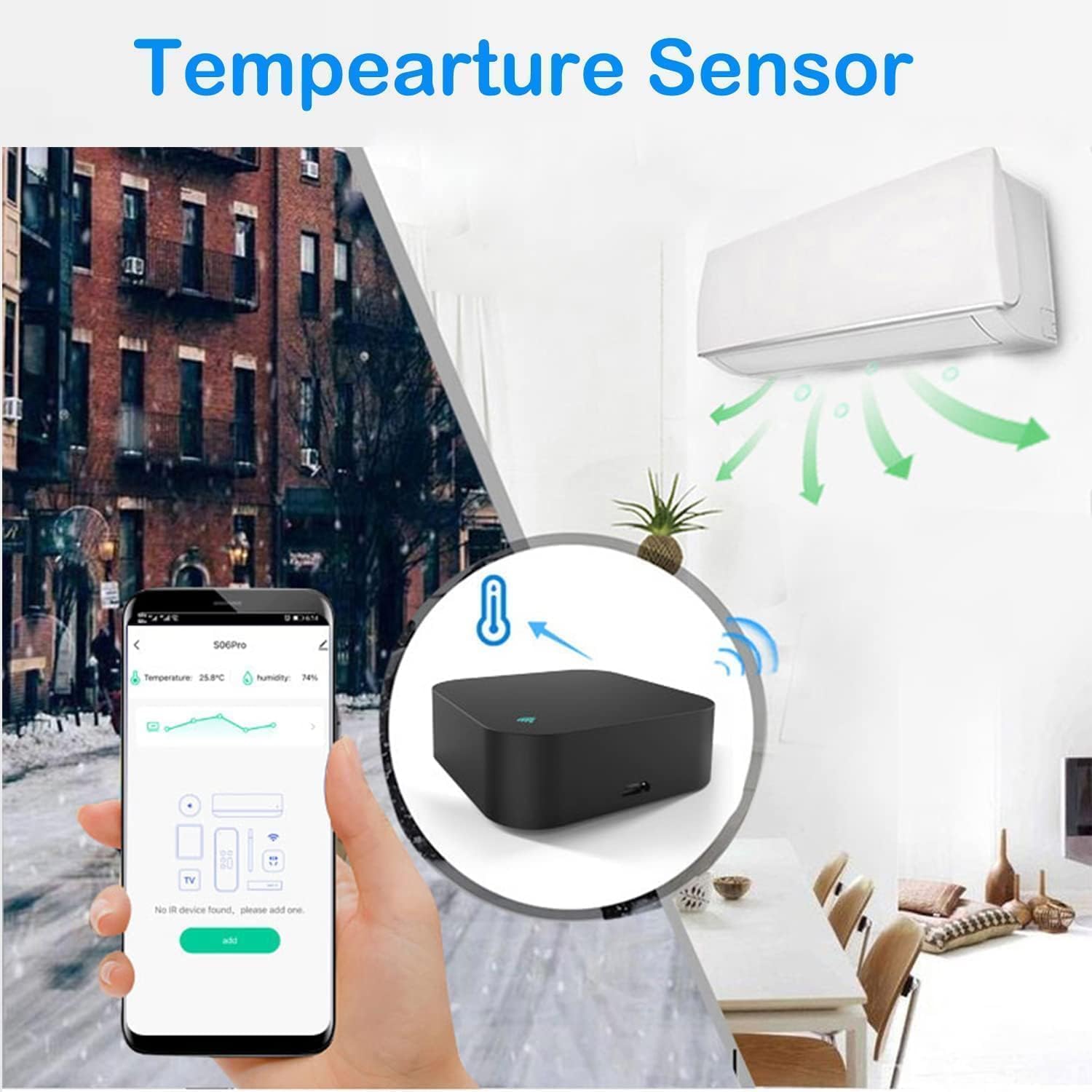 جهاز تحكم عن بعد عالمي Aputue WiFi IR RF، جهاز تحكم عن بعد بالأشعة تحت الحمراء مزود بتقنية Tuya مع جهاز مراقبة درجة الحرارة والرطوبة، متوافق مع أنظمة المنزل الذكي - الصورة 4
