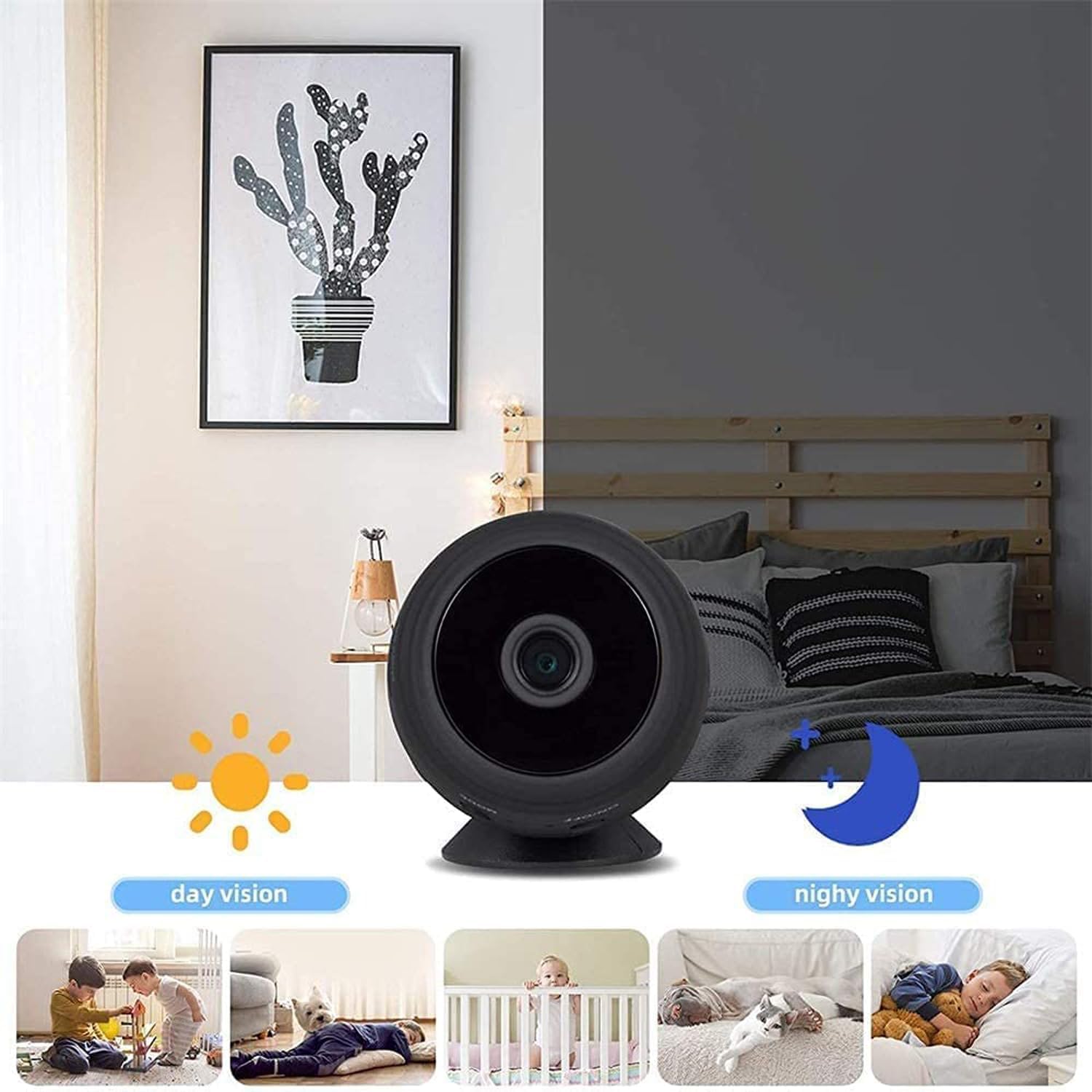 كاميرا أمان DDLC V380 PRO WiFi CCTV للمنزل في الهواء الطلق، مغناطيس عالي الدقة للتركيز، كاميرا مغناطيسية صغيرة للبث المباشر IP لاسلكية 1080 بكسل لأمن المكاتب المنزلية (مغناطيس صغير) - الصورة 7