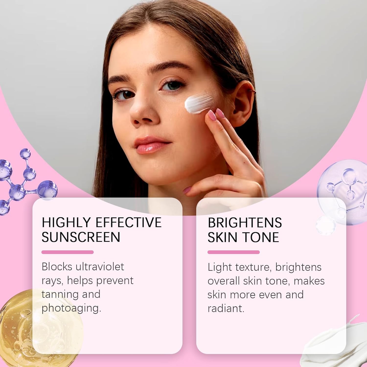YOOJ® Rose Sunscreen SPF 50+، كريم BB معزول متعدد التأثيرات 4 في 1، يخفي واقي الشمس المرطب للوجه، حماية واسعة النطاق من الأشعة فوق البنفسجية فئة A وB، تركيبة مضادة للماء غير دهنية تدوم طويلاً - الصورة 3