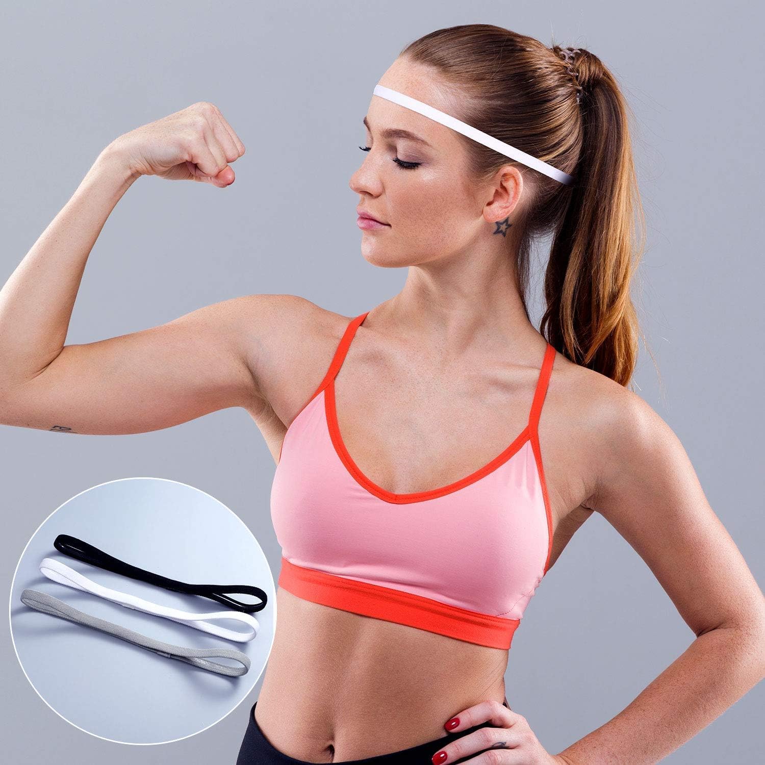 عصابة رأس رياضية X Spring، 6 قطع من عصابات الرأس المرنة غير القابلة للانزلاق، مستلزمات تمارين كرة السلة والجري والركض والركض، مناسبة لكرة القدم والتنس وصالة الألعاب الرياضية واللياقة البدنية، ألوان أسود وأبيض ورمادي - الصورة 6