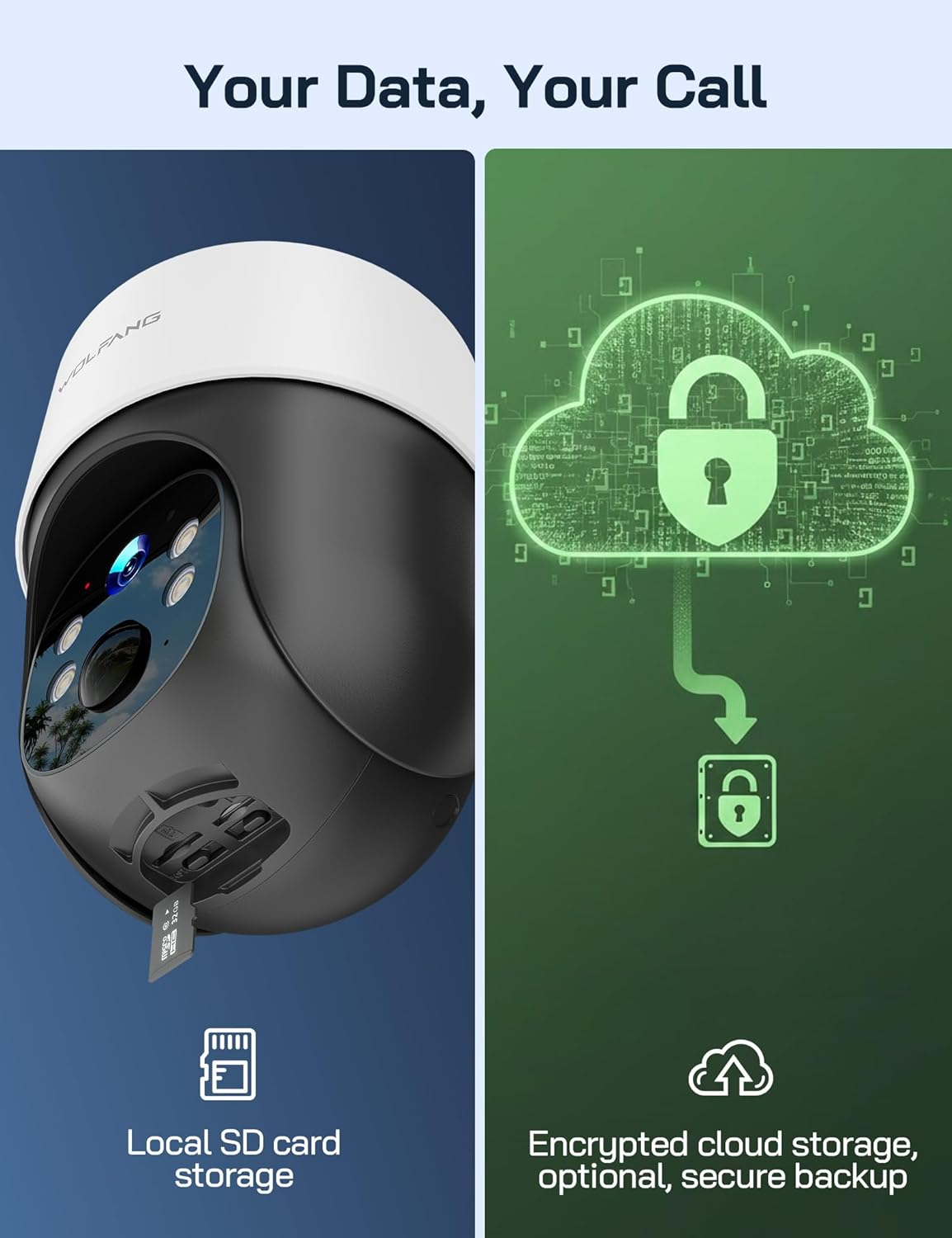 كاميرا WOLFANG No WiFi Security، كاميرا CCTV 4G مع بطاقة SIM، كاميرا لاسلكية في الهواء الطلق، تعمل بالطاقة الشمسية، رؤية ليلية، أضواء كاشفة، 2.5K HD، تسجيل محلي، صوت ثنائي الاتجاه، حركة PIR، بطاقة microSD سعة 32 جيجابايت - الصورة 8