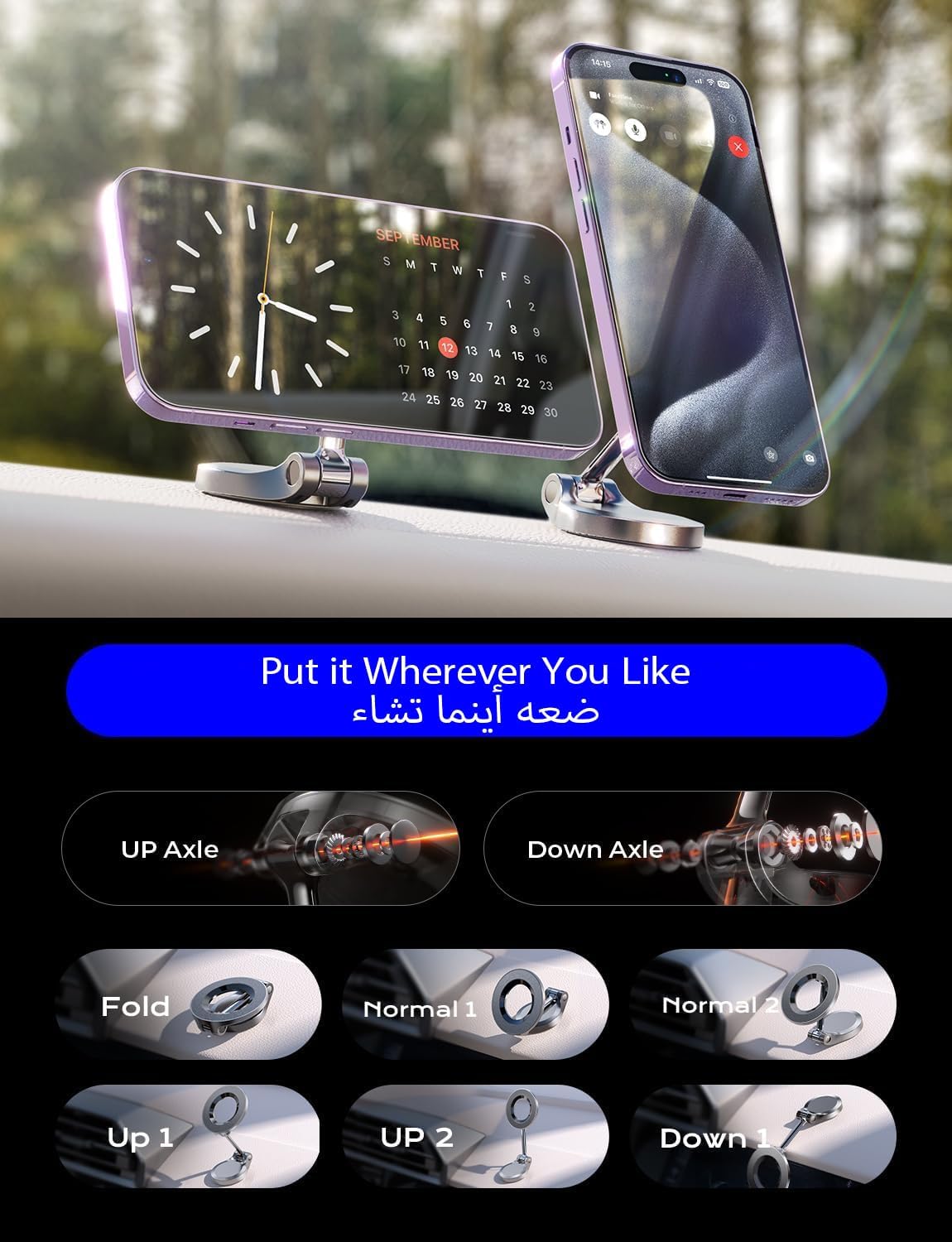 حامل هاتف السيارة LISEN لحامل السيارة Magsafe، حامل لوحة القيادة المغناطيسي، هدايا للرجال والنساء، ملحقات لهاتف iPhone 17 Pro Max/16/15/14/13، Samsung Galaxy S25 Ultra/S24/Note 20/Note 10 - الصورة 7