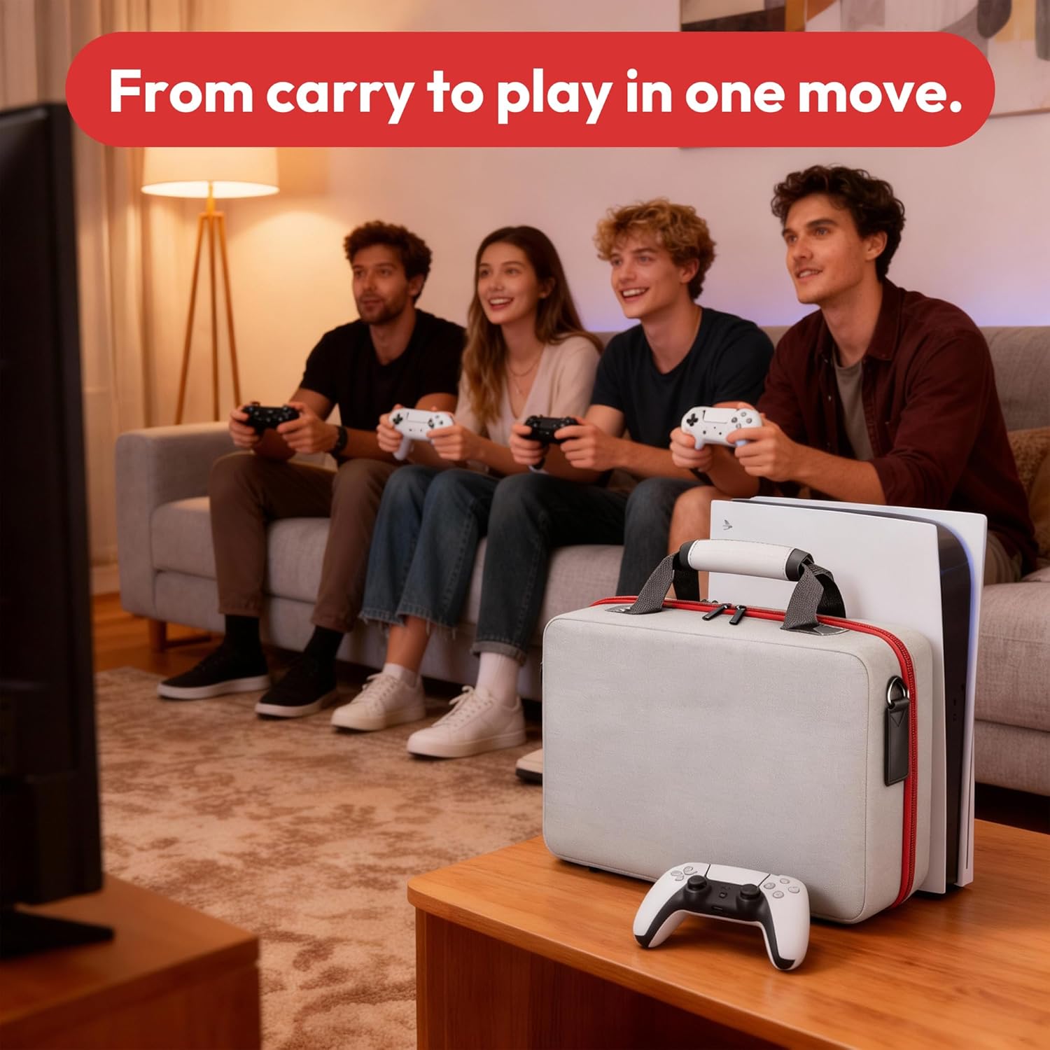 حقيبة حمل Righture PS5، حقيبة تخزين واقية بغطاء صلب من مادة EVA مع فواصل مزدوجة، مقاومة للماء، حقيبة سفر PS5 متوافقة مع وحدة التحكم ووحدات التحكم المزدوجة والملحقات (رمادي) - الصورة 9