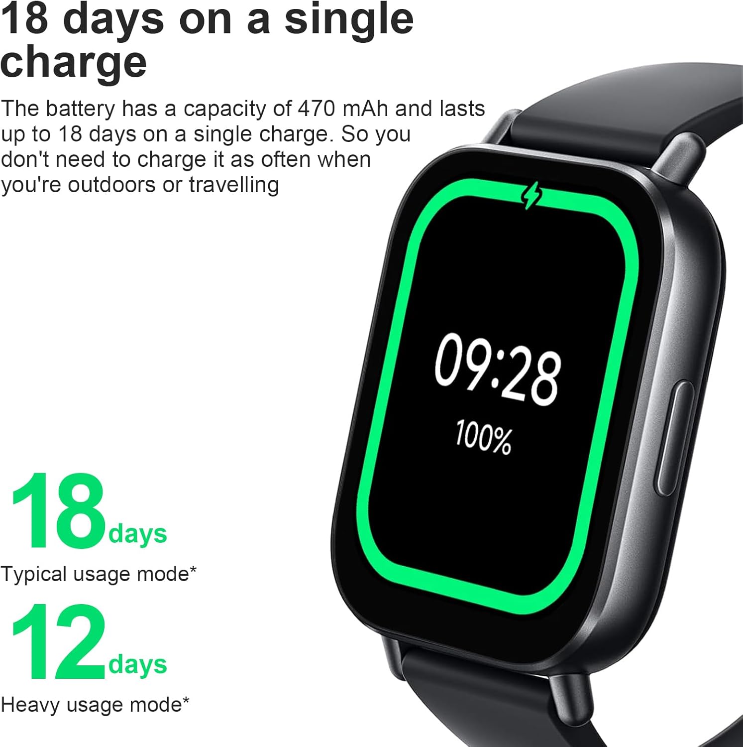 ساعة Xiaomi Redmi Watch 5 النشطة، شاشة LCD مقاس 2 بوصة، 18 يومًا، مكالمات بلوتوث، مراقبة الصحة (معدل ضربات القلب، SPO2، النوم)، 140 وضعًا رياضيًا، 5 أجهزة الصراف الآلي، أسود - الصورة 4