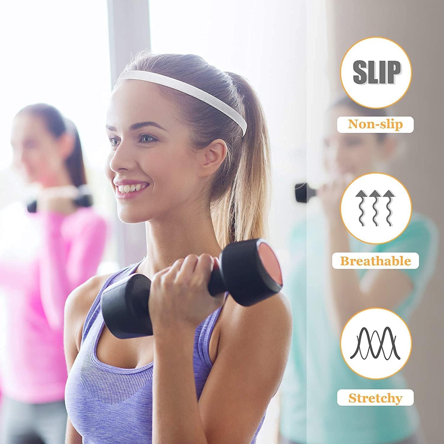 عصابة رأس رياضية X Spring، 6 قطع من عصابات الرأس المرنة غير القابلة للانزلاق، مستلزمات تمارين كرة السلة والجري والركض والركض، مناسبة لكرة القدم والتنس وصالة الألعاب الرياضية واللياقة البدنية، ألوان أسود وأبيض ورمادي - الصورة 3