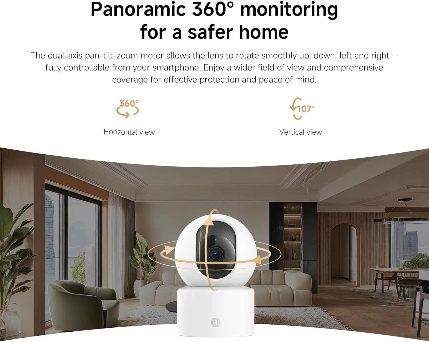 XIAOMI C201 1080p كاميرا داخلية قابلة للإمالة، كاميرا أمان WiFi، عرض 360 درجة، رؤية ليلية ملونة، صوت ثنائي الاتجاه، كاميرات مراقبة للكلاب الأليفة، تعمل مع Alexa وGoogle - الصورة 7