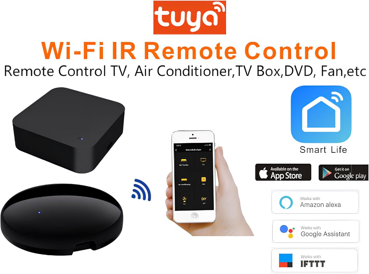جهاز تحكم عن بعد عالمي بتقنية WiFi Smart IR - مكبر الأشعة تحت الحمراء للتيار المتردد والتلفزيون والأجهزة المنزلية، متوافق مع Google Home وAlexa، وجهاز التحكم عن بعد باللمس والتطبيق، ووظيفة التوقيت والتحكم الصوتي (دائري) - الصورة 8