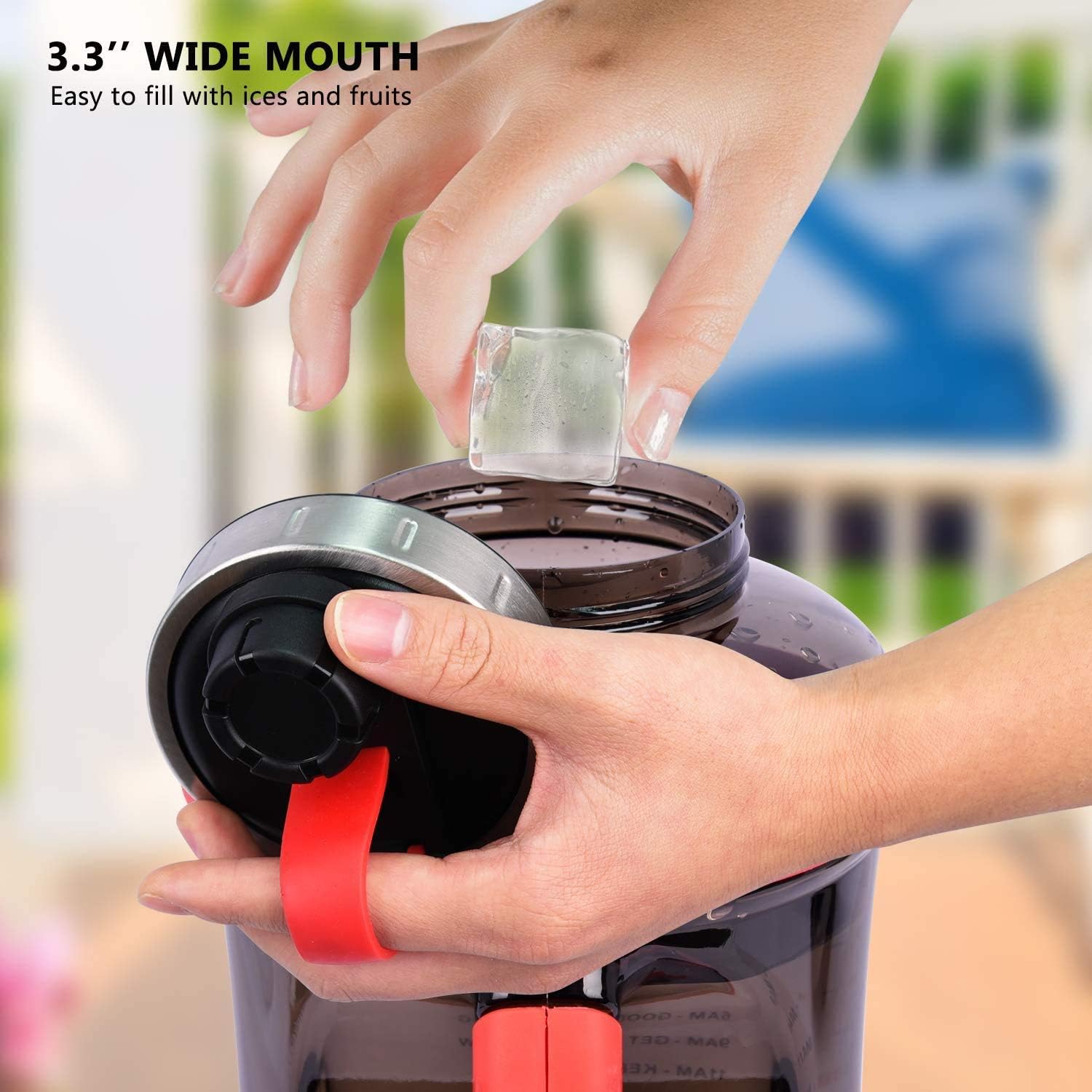 فور وي واي زجاجة مياه رياضية كبيرة 2.2 لتر/3.2 لتر صديقة للبيئة وخالية من BPA ومضادة للتسرب وقوية للغاية وقابلة لاعادة الاستخدام ومتينة بسعة كبيرة من ميكر للياقة البدنية والتخييم - الصورة 6