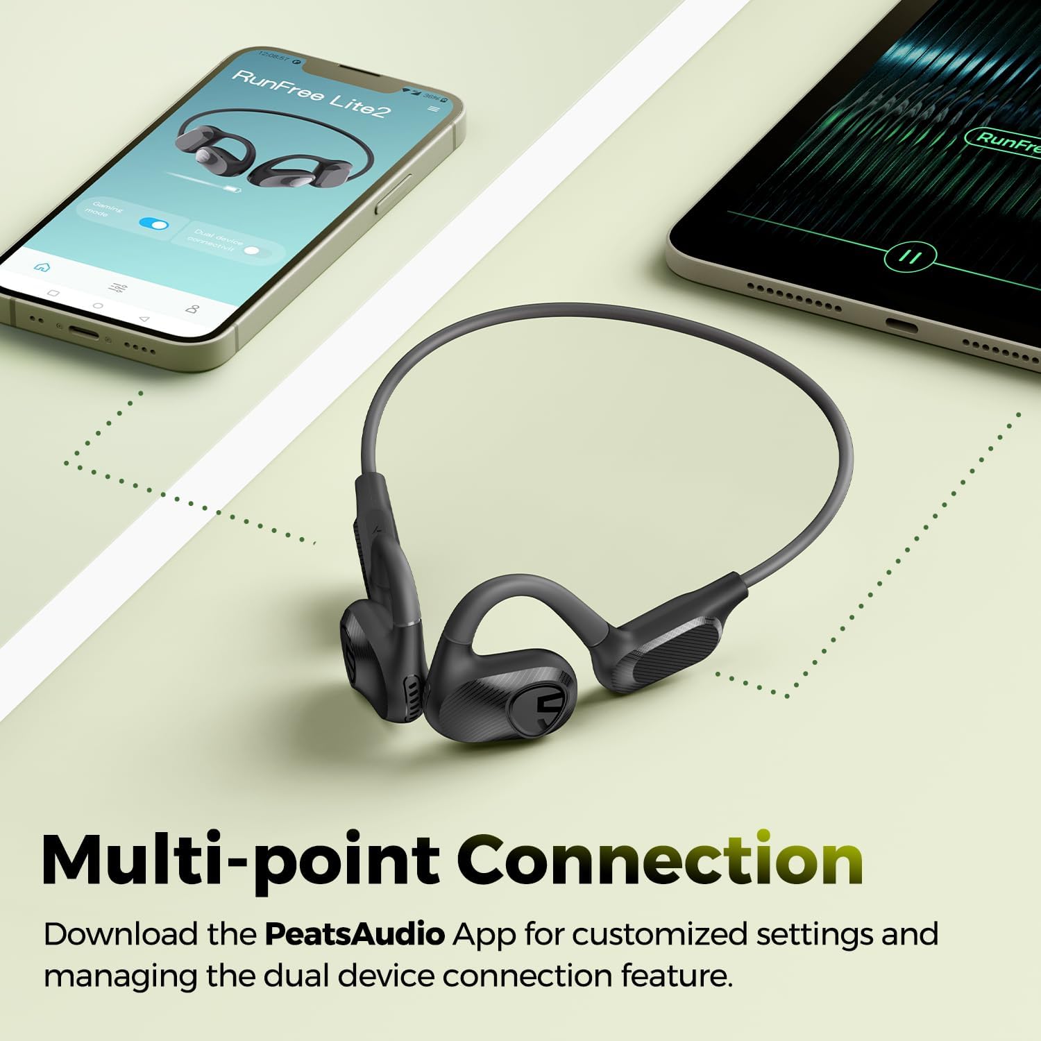 سماعات رأس SoundPEATS Runfree Lite2 مفتوحة الأذن تعمل بتقنية البلوتوث، سماعات أذن لاسلكية لتوصيل الهواء، صوت جهير محسن للسائق مقاس 16.2 مم، مكالمات واضحة بميكروفون، ملاءمة مريحة، سماعات بلوتوث 5.3 (أسود) (أسود) - الصورة 7