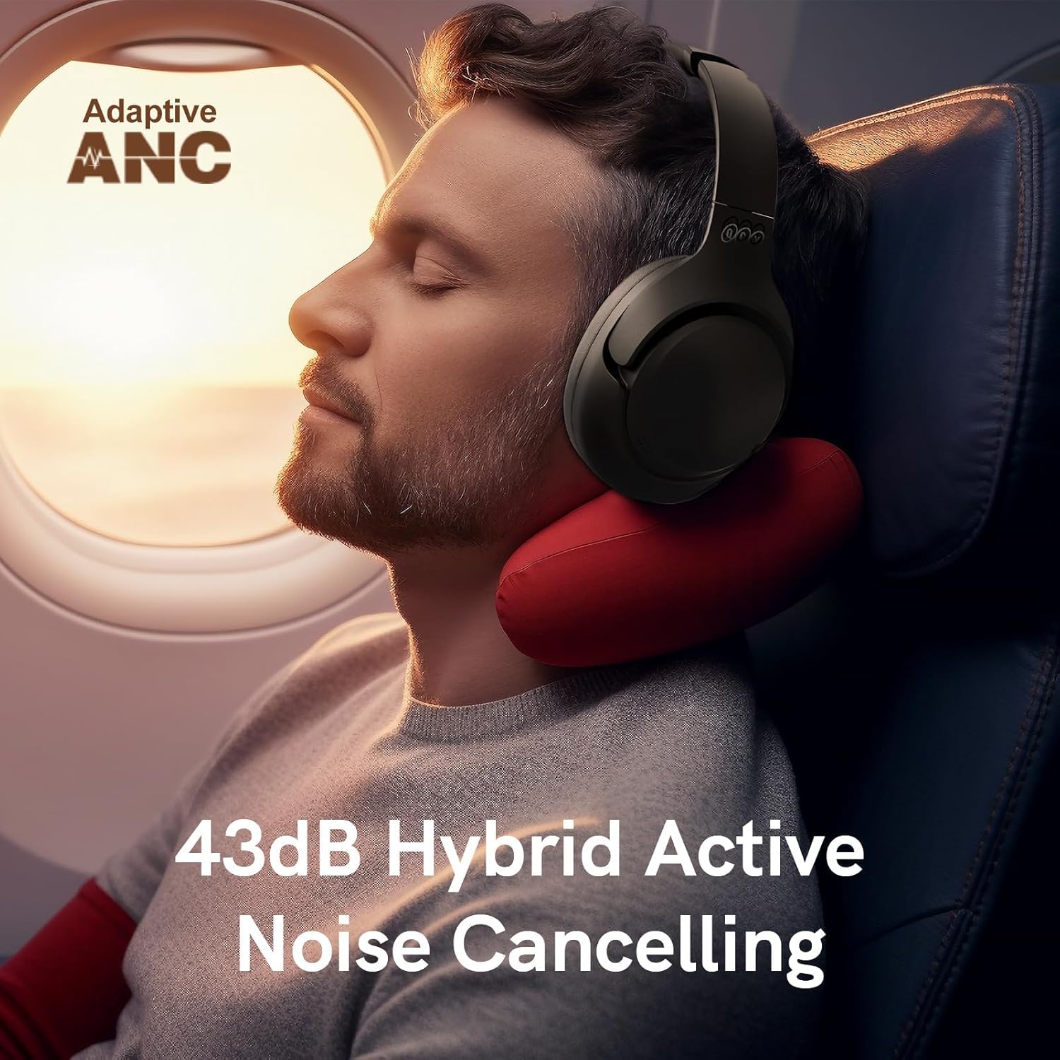 سماعات رأس QCY H3 Hybrid بخاصية إلغاء الضوضاء النشطة، صوت عالي الدقة مع صوت جهير عميق، سماعات بلوتوث 5.4 لاسلكية فوق الأذن، اتصال متعدد النقاط، وقت تشغيل 60 ساعة، مكالمات واضحة بـ 5 ميكروفونات AI - الصورة 2