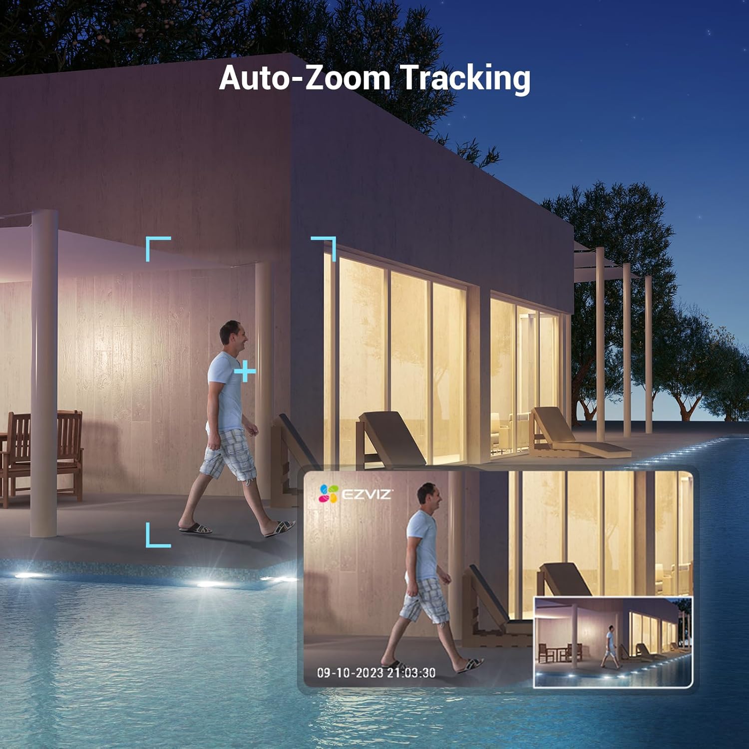 كاميرا أمان EZVIZ C8C، كاميرا WiFi خارجية بدقة 4 ميجابكسل 2K+، كاميرا CCTV للمنزل بتغطية 360 درجة، اكتشاف شكل الإنسان/المركبة، تتبع التكبير التلقائي، رؤية ليلية ملونة، مقاومة للطقس، التحدث في اتجاهين - الصورة 5