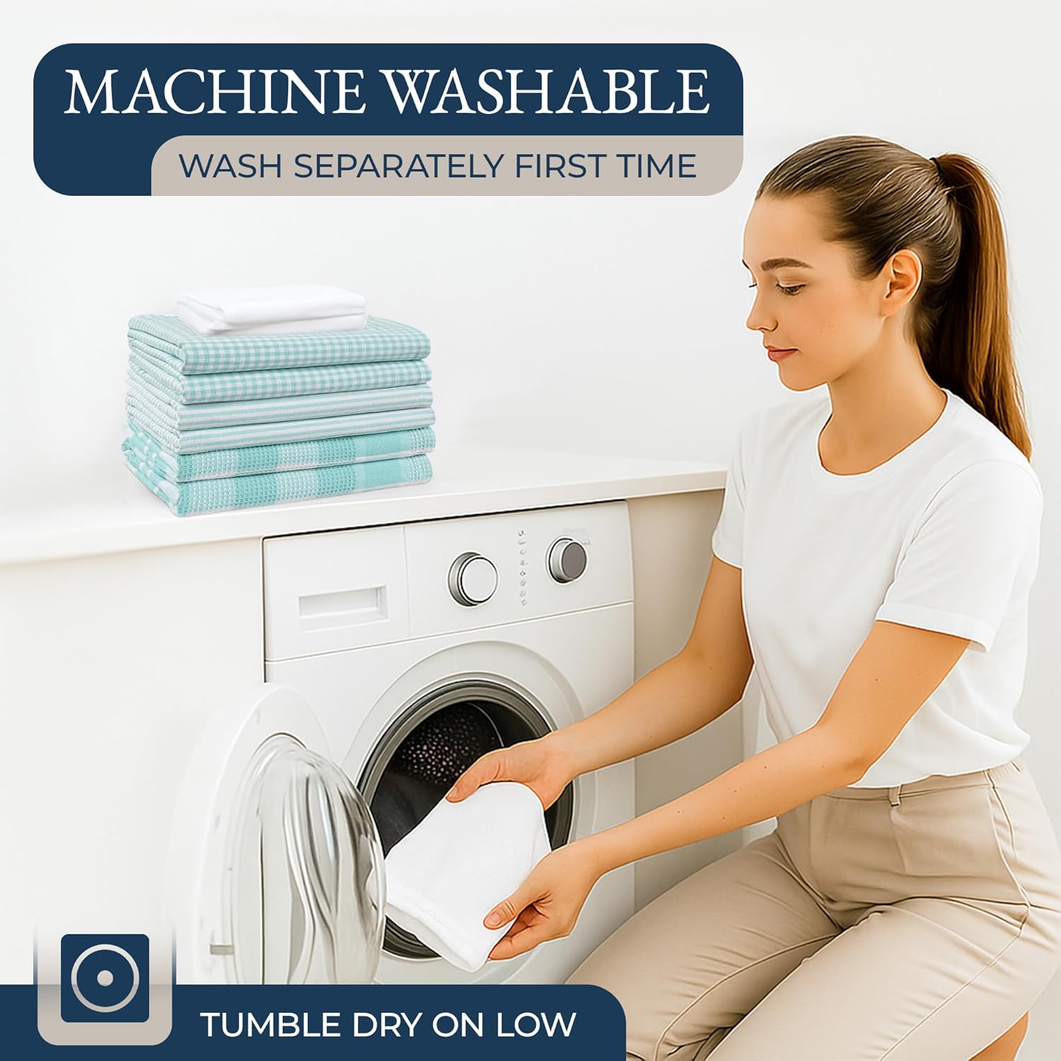 مجموعات مناشف المطبخ ومناشف الأطباق من Lane Linen - مجموعة مناشف المطبخ 20 قطعة، قفازات فرن مقاومة للحرارة 500 درجة وحامل وعاء، قماش أطباق قابل لإعادة الاستخدام لغسل الأطباق، مناشف يد مطبخ ماصة - أكوا - الصورة 8