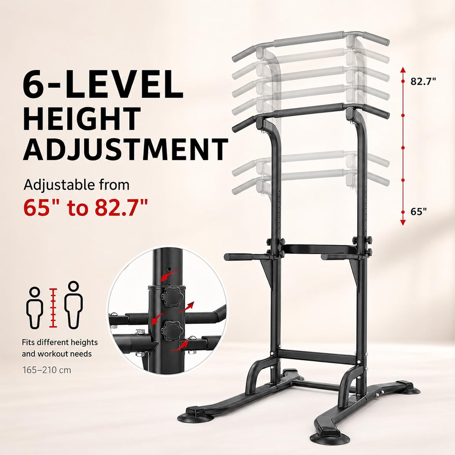 فينيسين قضيب تمارين القوة المنزلية متعدد الوظائف بارتفاع قابل للتعديل للمنزل من باور تاور، معدات تمارين اللياقة البدنية، تركيب بسيط، معدات لياقة بدنية منزلية متينة - الصورة 3