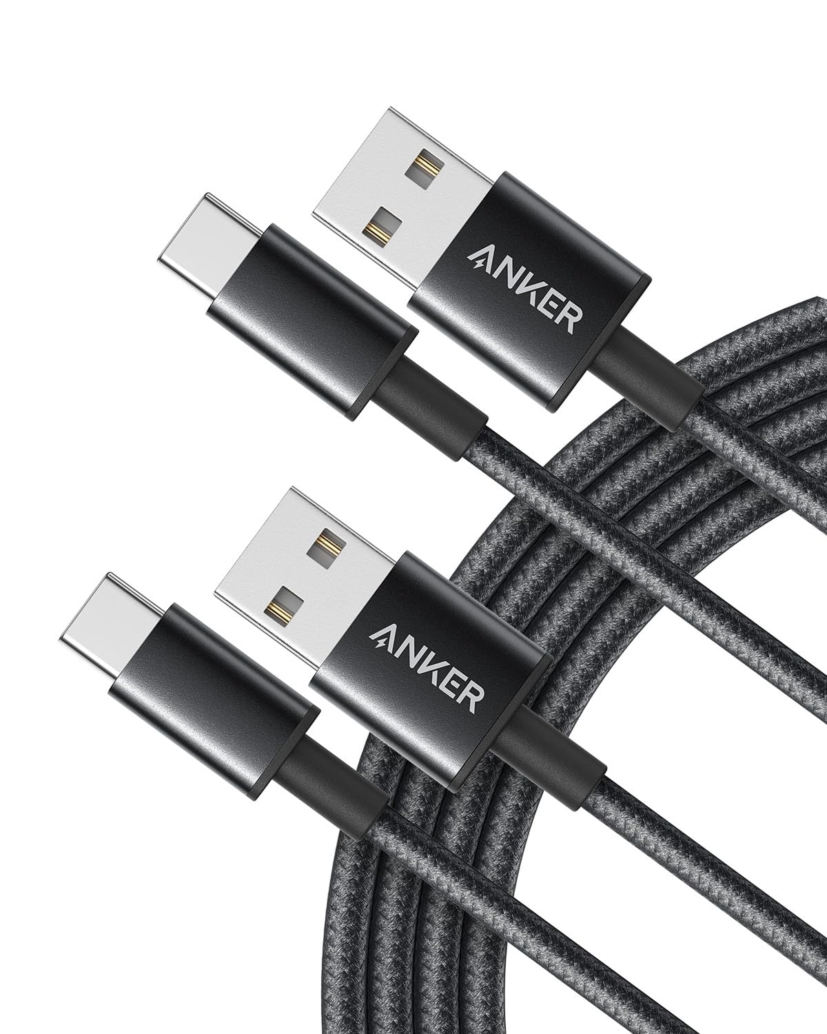 كابل Anker USB C (عبوتان، 6 أقدام)، شاحن سريع من النايلون الفاخر USB A إلى النوع C لهواتف iPhone 17/16، وSamsung S24/23، وHuawei، وXiaomi، وVivo، وOppo (USB 2.0، أسود)
