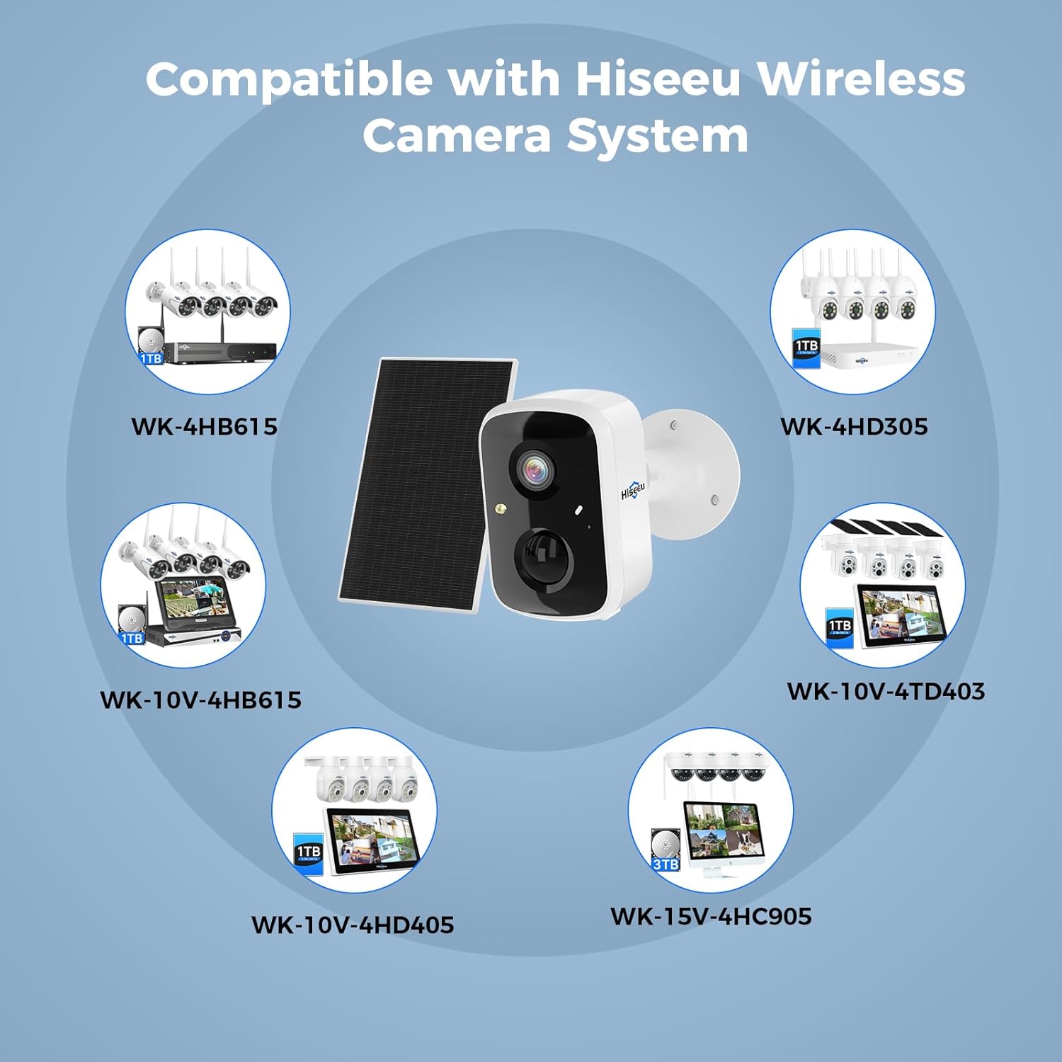 كاميرات Hiseeu الشمسية الأمنية اللاسلكية في الهواء الطلق، 2 حزمة، كاميرات واي فاي تعمل بالبطارية 3K 4MP للمراقبة المنزلية، كشف الحركة PIR/AI، مقاومة للماء، رؤية ليلية ملونة، صوت ثنائي الاتجاه، تخزين سحابي/SD - الصورة 5