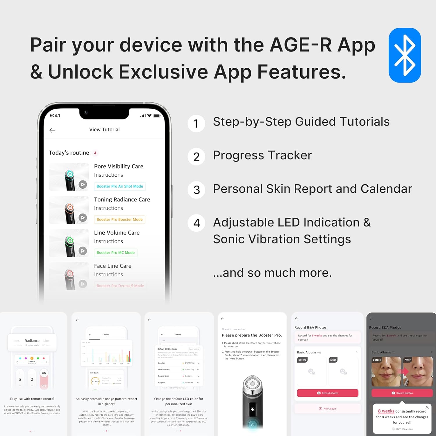 Medicube Age-R Booster Pro وردي | جهاز تليين الزجاج الحقيقي 6 في 1 | بشرة زجاجية ذات امتصاص محسّن، ولمعان، ومرونة، والعناية بالمسام | جهاز العناية بالبشرة LED | كوري - الصورة 8