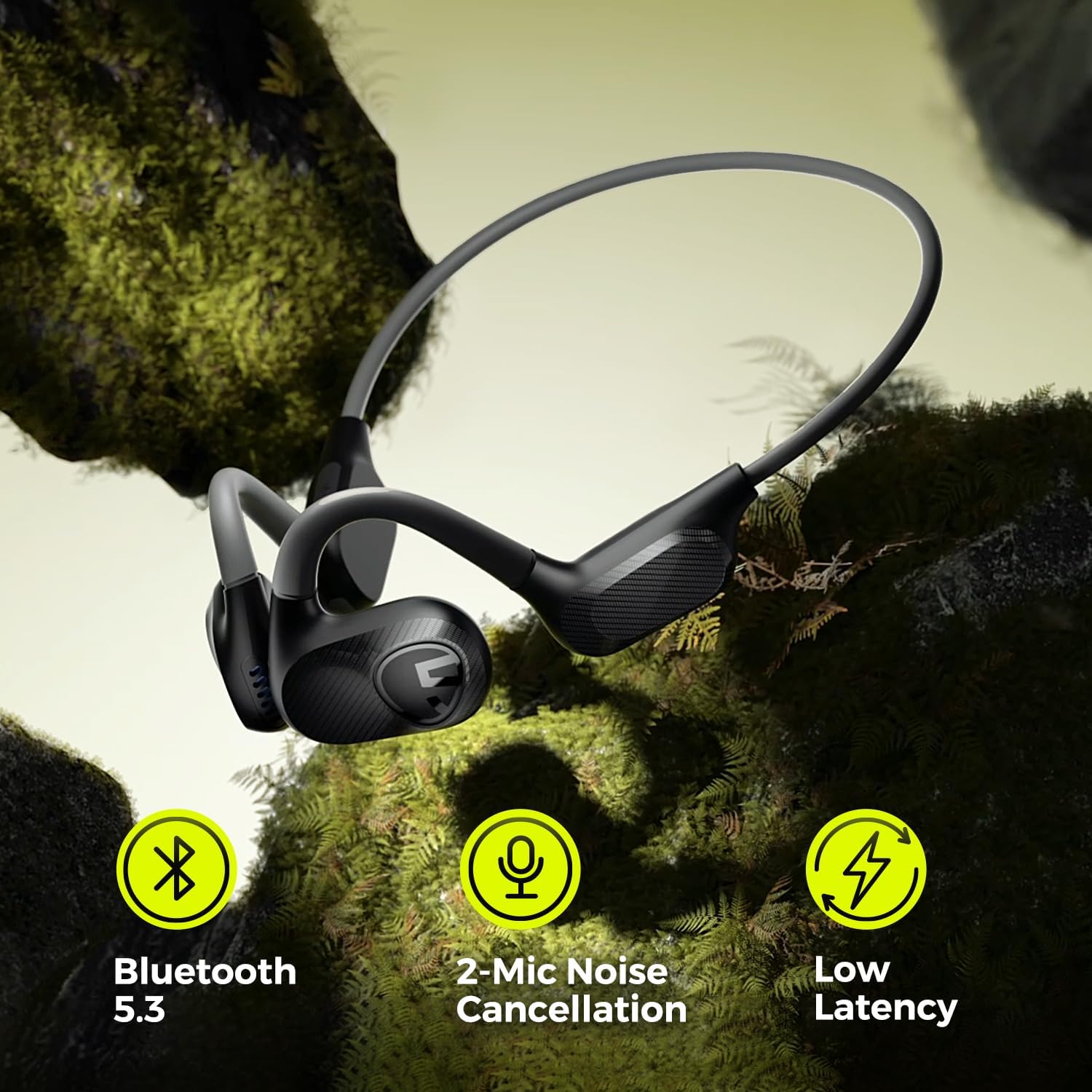 سماعات رأس SoundPEATS Runfree Lite2 مفتوحة الأذن تعمل بتقنية البلوتوث، سماعات أذن لاسلكية لتوصيل الهواء، صوت جهير محسن للسائق مقاس 16.2 مم، مكالمات واضحة بميكروفون، ملاءمة مريحة، سماعات بلوتوث 5.3 (أسود) (أسود) - الصورة 5