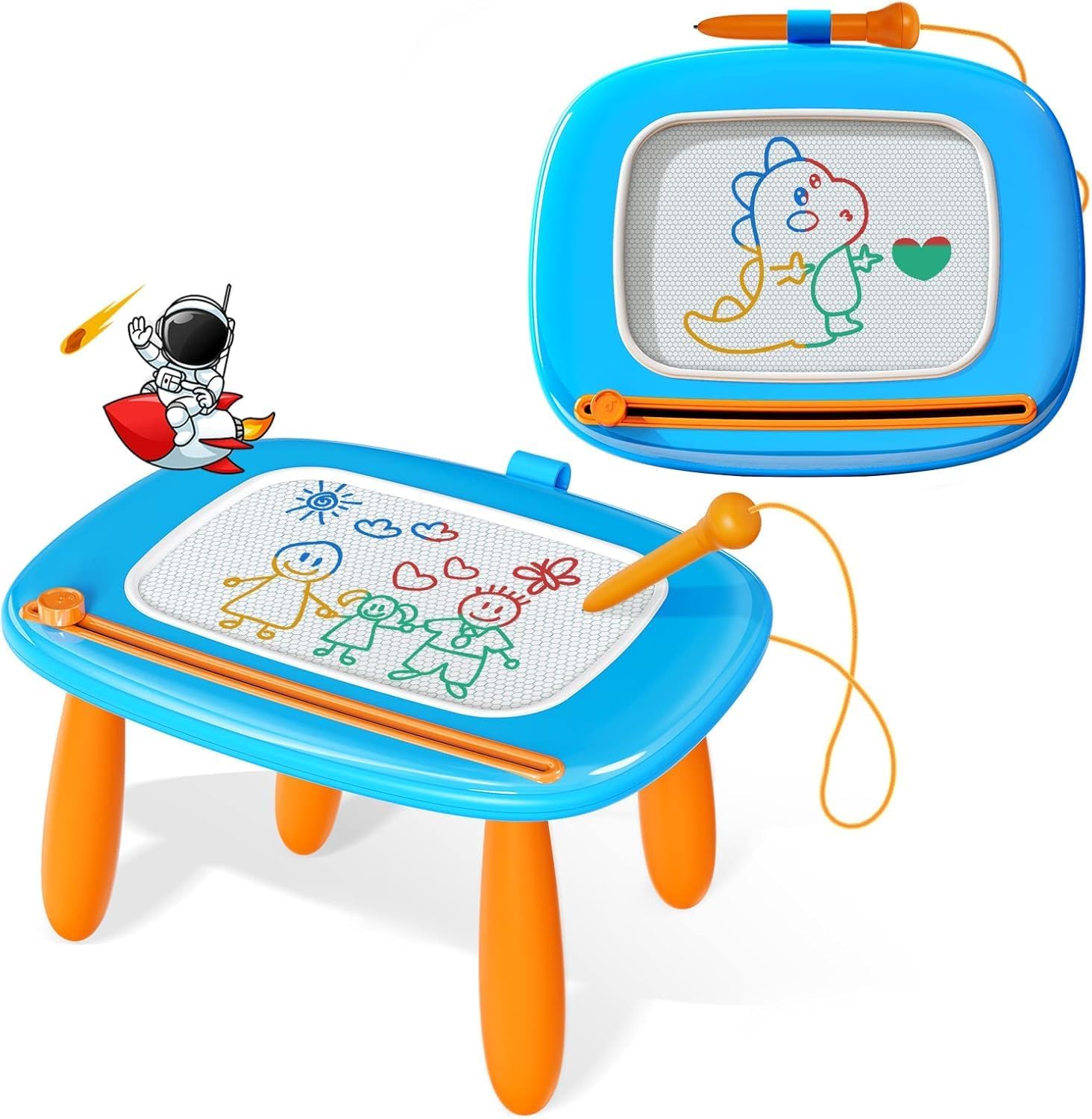 لوحة رسم مغناطيسية من كيكيدكس، ألعاب فتاة صغيرة لعمر 1-2 سنة، لوحة رسومات الشعار المبتكرة للتعلم والألعاب التعليمية للأطفال من سن 1 إلى 2 3 سنوات هدية عيد ميلاد للأطفال (أزرق فاتح)