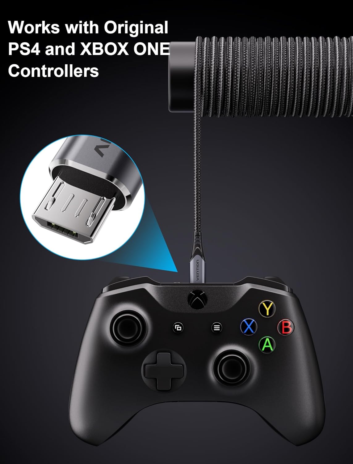 كابل VENTION Micro USB بطول 1 متر، كابل شاحن هاتف USB إلى Micro USB، كابل شحن Micro USB لمزامنة البيانات عالي السرعة من النايلون 3A لهواوي وXiaomi وLG وSony وNexus وNokia والهواتف الذكية التي تعمل بنظام Android وPS4 وXbox إلخ (1 متر) - الصورة 5