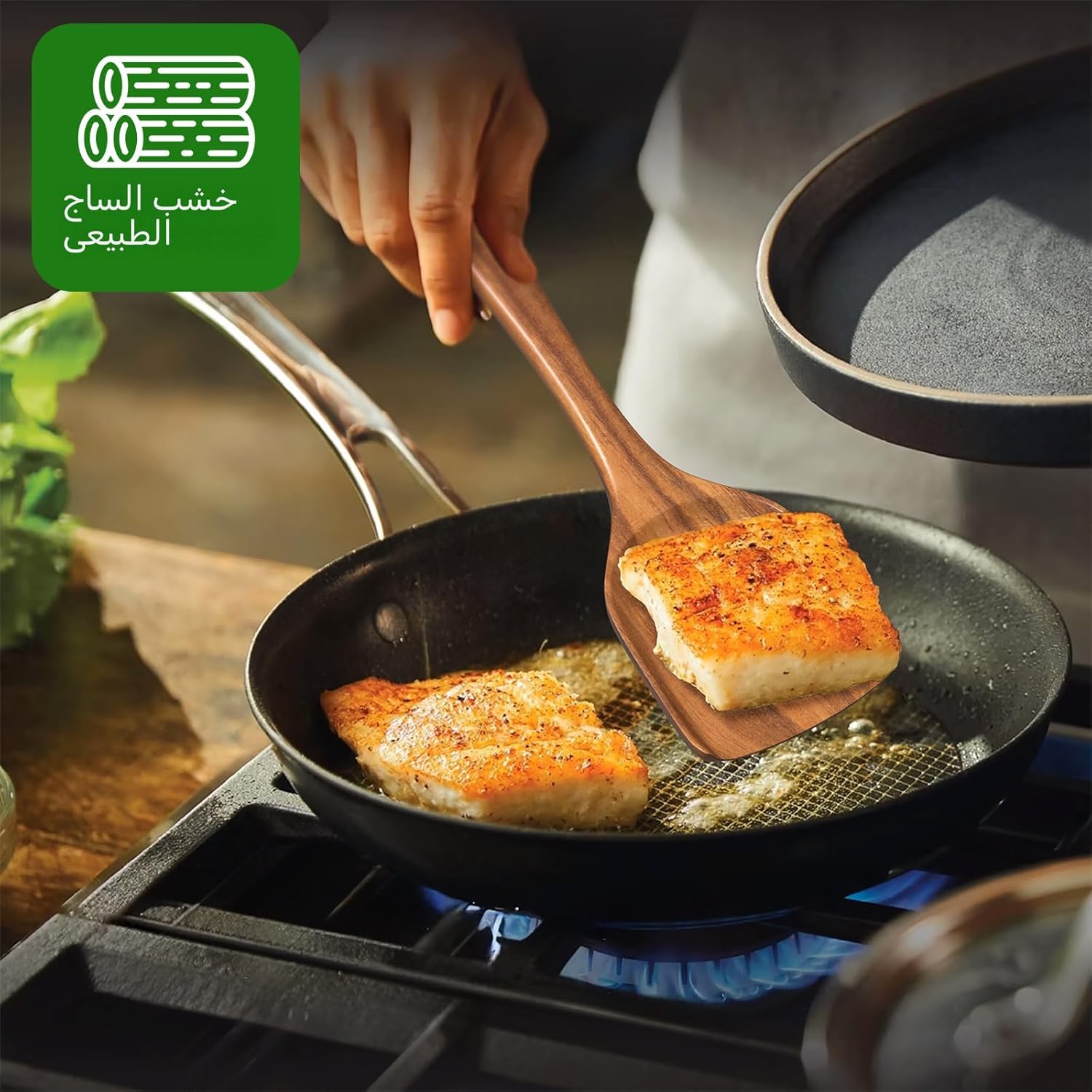 مجموعة أدوات الطبخ للمطبخ من خشب الساج الطبيعي مع حامل، ملاعق خشبية للطهي، مجموعة ملاعق طبخ 10 قطع مع مسند للملعقة، مجموعة أدوات خشبية لأواني الطبخ غير اللاصقة، متينة وخفيفة الوزن - الصورة 7