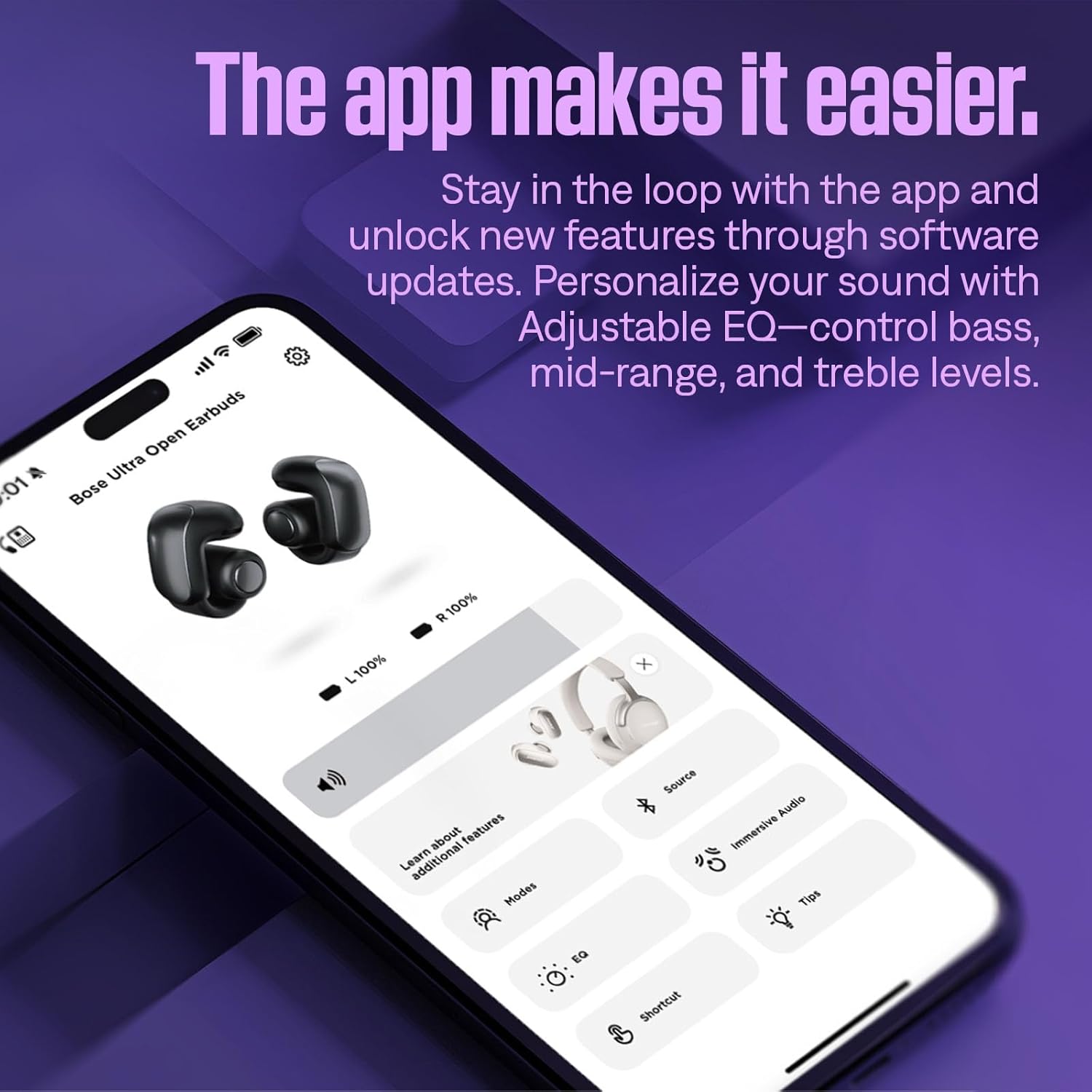 سماعات أذن Bose Ultra Open مع تقنية OpenAudio، سماعات أذن لاسلكية مفتوحة الأذن، عمر بطارية يصل إلى 48 ساعة، أسود - الصورة 6