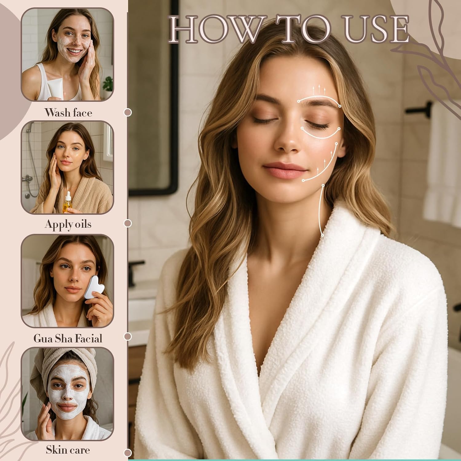 أدوات الوجه Gua Sha المصنوعة من الفولاذ المقاوم للصدأ من Nuanchu، هدايا العناية الذاتية لعيد الأم، Guasha للوجه المعدني Gua Sha لشد الجلد، أداة تجميل Guasha لتدليك عيون الجسم مع حقيبة سفر (فضية) - الصورة 3