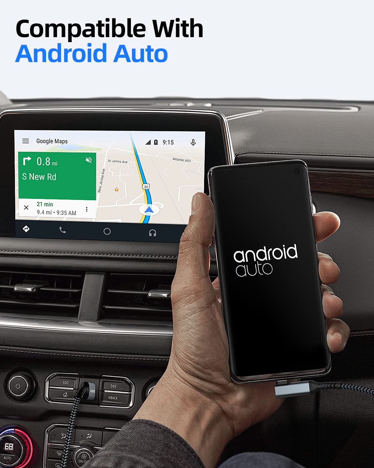 كابل SUNGUY 10 جيجابت في الثانية Android Auto USB C بطول 1 قدم، كابل USB C 3.1 Gen 2 للشحن السريع، متوافق مع iPhone 17/16/15 Pro Max، Samsung T7، Galaxy S23 S22 Ultra/Note 20، SSD - الصورة 4