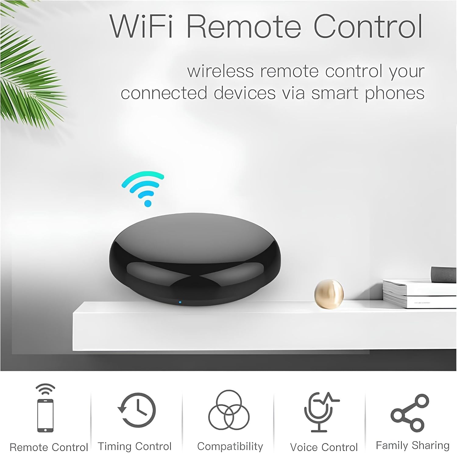 جهاز تحكم عن بعد عالمي بتقنية WiFi Smart IR - مكبر الأشعة تحت الحمراء للتيار المتردد والتلفزيون والأجهزة المنزلية، متوافق مع Google Home وAlexa، وجهاز التحكم عن بعد باللمس والتطبيق، ووظيفة التوقيت والتحكم الصوتي (دائري) - الصورة 3