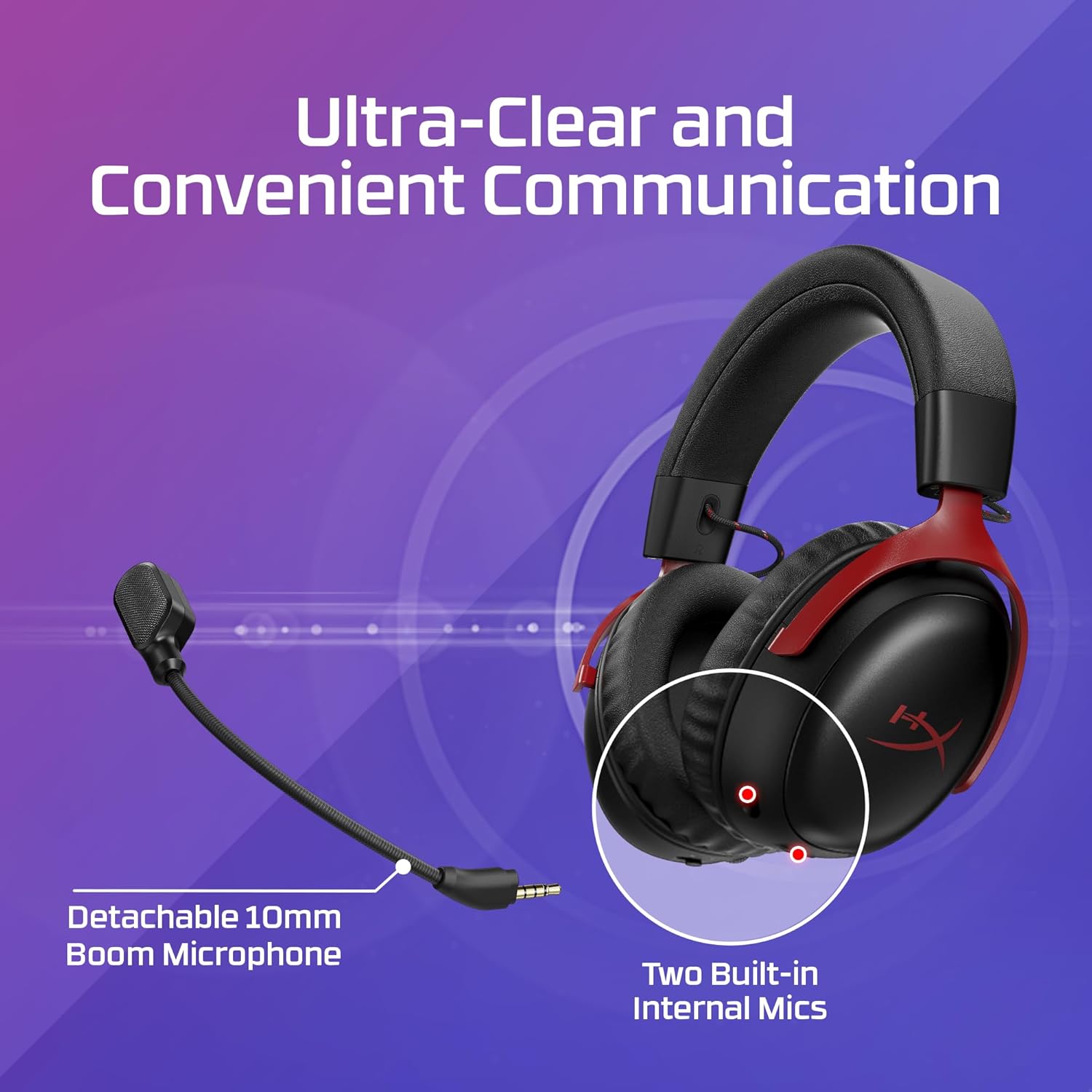 HyperX Cloud III S - سماعة ألعاب لاسلكية لمنصات متعددة، 2.4 جيجا هرتز، بلوتوث، عمر البطارية يصل إلى 120 ساعة 2.4 جيجا هرتز / 200 ساعة بلوتوث، برامج تشغيل بزاوية 53 مم، ميكروفون قابل للفصل 10 مم، أسود - الصورة 6