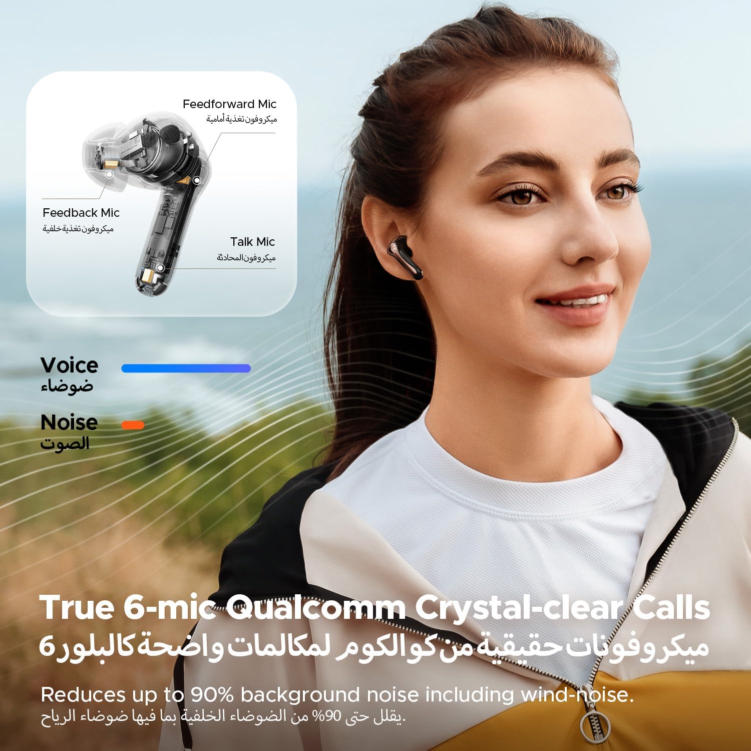 سماعات أذن لاسلكية SoundPEATS Air5 Pro مع خاصية إلغاء الضوضاء الهجين التكيفي، بلوتوث 5.4 مع صوت Qualcomm Snapdragon، 6 ميكروفونات aptX™ Lossless، سماعات بلوتوث LDAC LC3 صوت عالية الدقة، 37 ساعة، تطبيق - الصورة 6