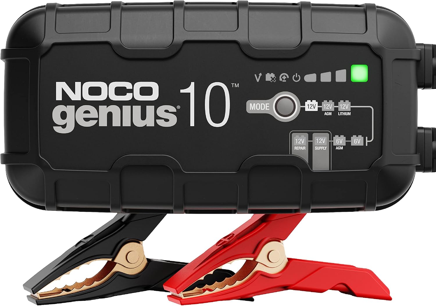NOCO GENIUS10، شاحن ذكي أوتوماتيكي بالكامل 10 أمبير، شاحن بطارية السيارة المحمول 6 فولت و12 فولت، جهاز صيانة البطارية، شاحن هزيلة ومزيل كبريتات البطارية مع تعويض درجة الحرارة