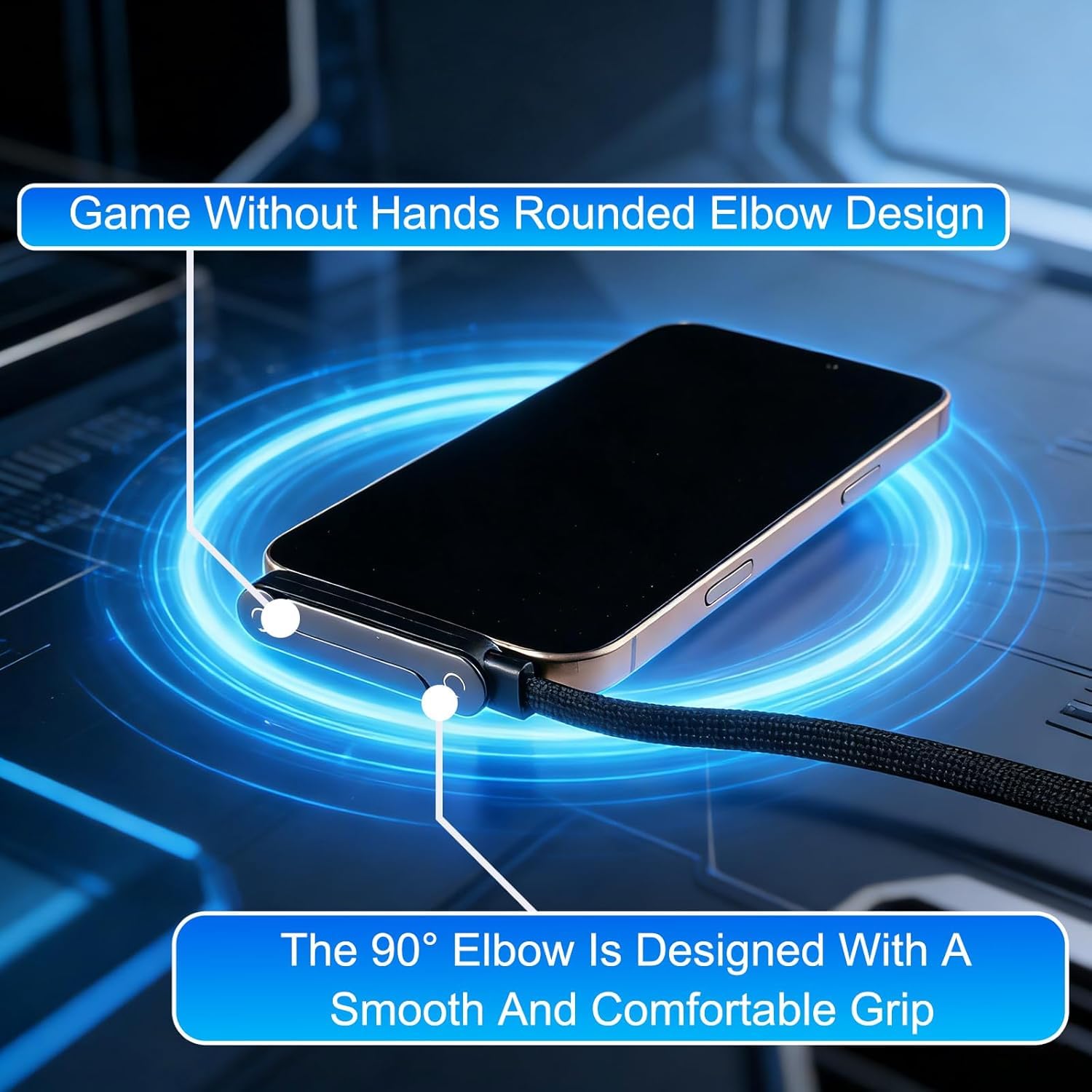 كابل شحن سريع 2 في 1 بقوة 240 وات مع حامل هاتف مدمج، تصميم حامل غير مرئي، سلك USB C مضفر للألعاب والمكتب والسفر، شاحن متين خالٍ من التشابك مع حامل متكامل - الصورة 3