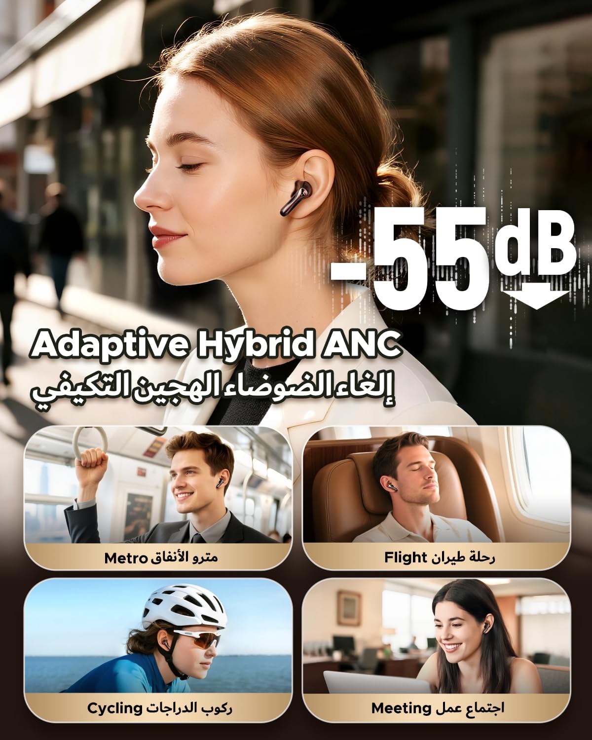 سماعات أذن لاسلكية SoundPEATS Air5 Pro مع خاصية إلغاء الضوضاء الهجين التكيفي، بلوتوث 5.4 مع صوت Qualcomm Snapdragon، 6 ميكروفونات aptX™ Lossless، سماعات بلوتوث LDAC LC3 صوت عالية الدقة، 37 ساعة، تطبيق - الصورة 4