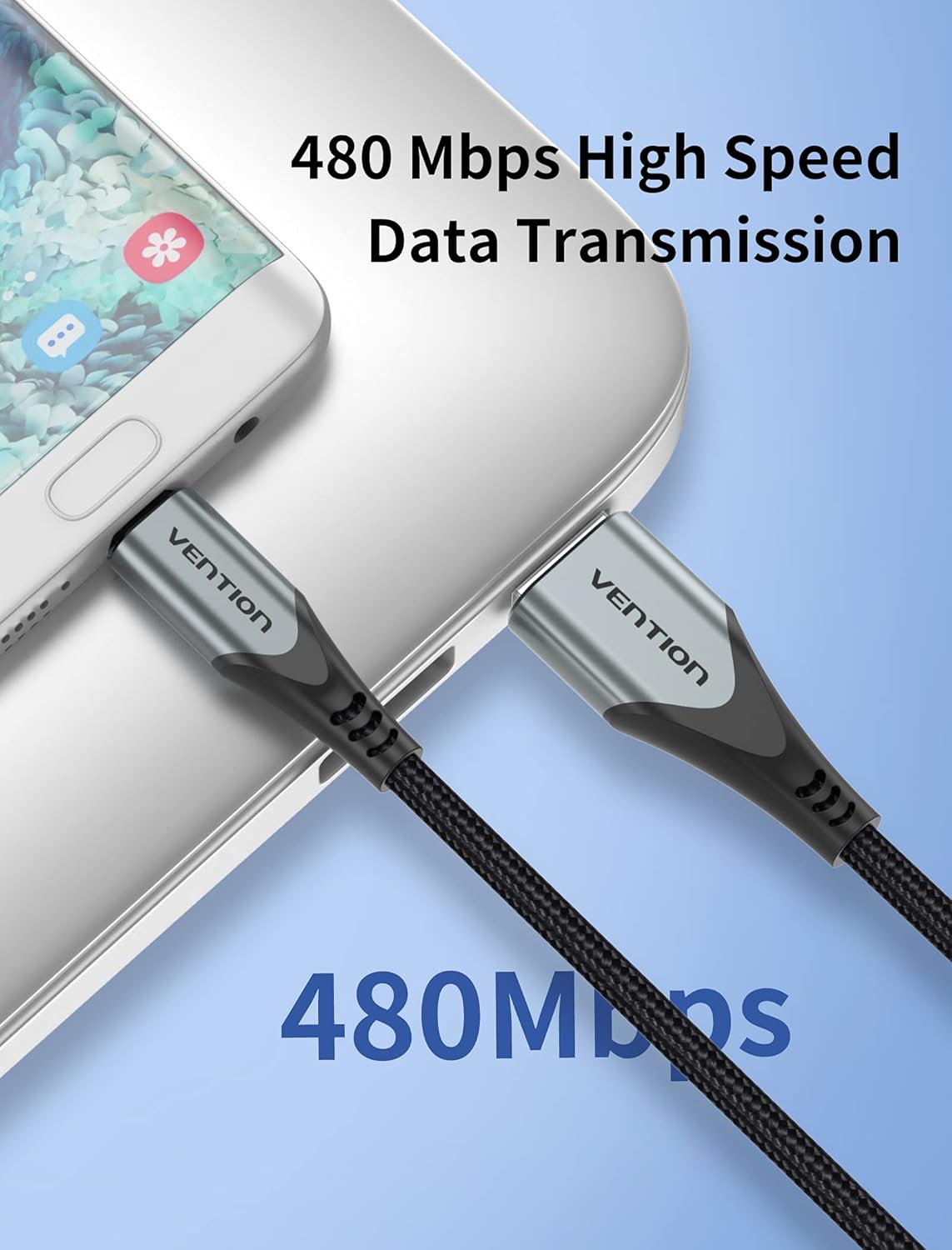 كابل VENTION Micro USB بطول 1 متر، كابل شاحن هاتف USB إلى Micro USB، كابل شحن Micro USB لمزامنة البيانات عالي السرعة من النايلون 3A لهواوي وXiaomi وLG وSony وNexus وNokia والهواتف الذكية التي تعمل بنظام Android وPS4 وXbox إلخ (1 متر) - الصورة 3