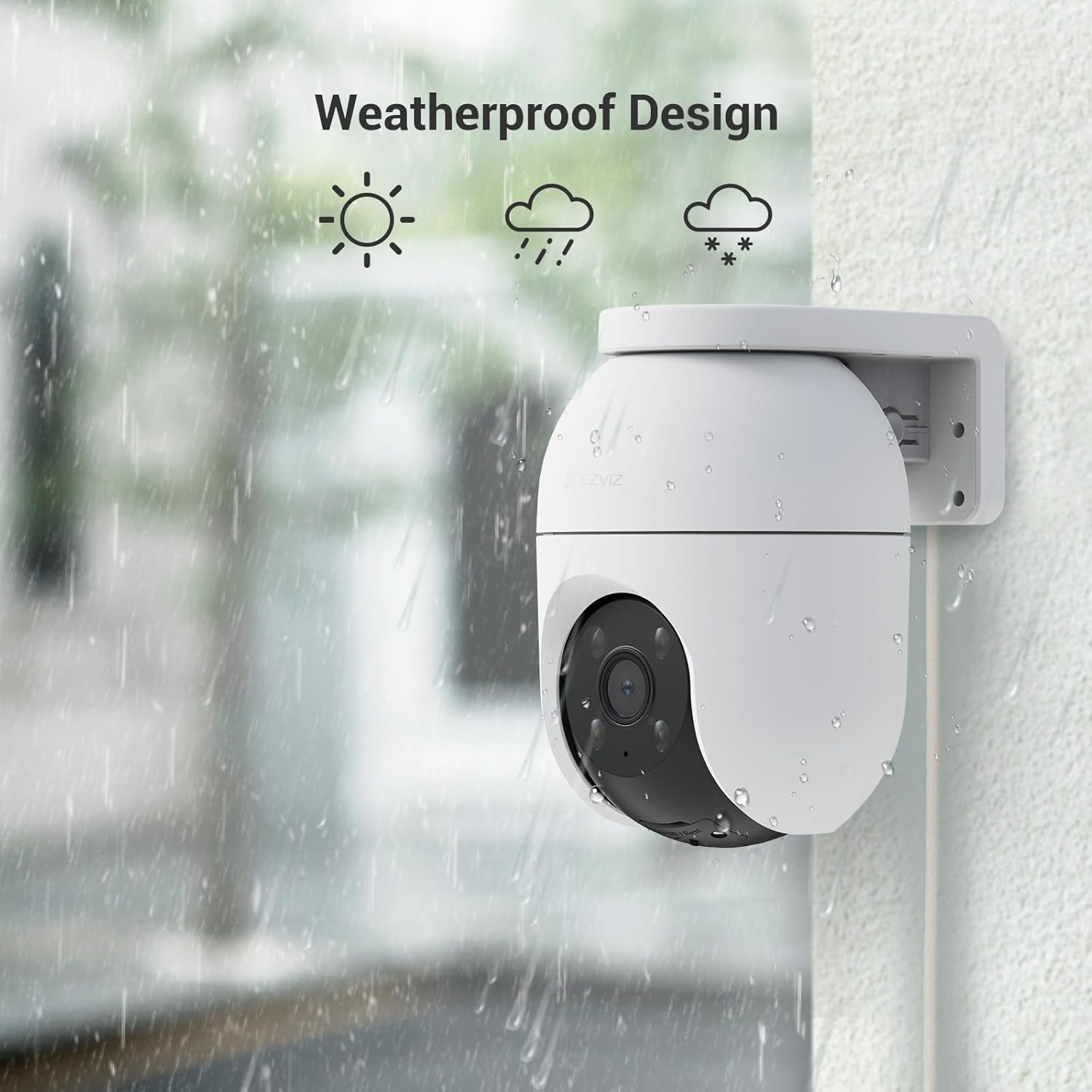كاميرا أمان EZVIZ C8C، كاميرا WiFi خارجية بدقة 4 ميجابكسل 2K+، كاميرا CCTV للمنزل بتغطية 360 درجة، اكتشاف شكل الإنسان/المركبة، تتبع التكبير التلقائي، رؤية ليلية ملونة، مقاومة للطقس، التحدث في اتجاهين - الصورة 9