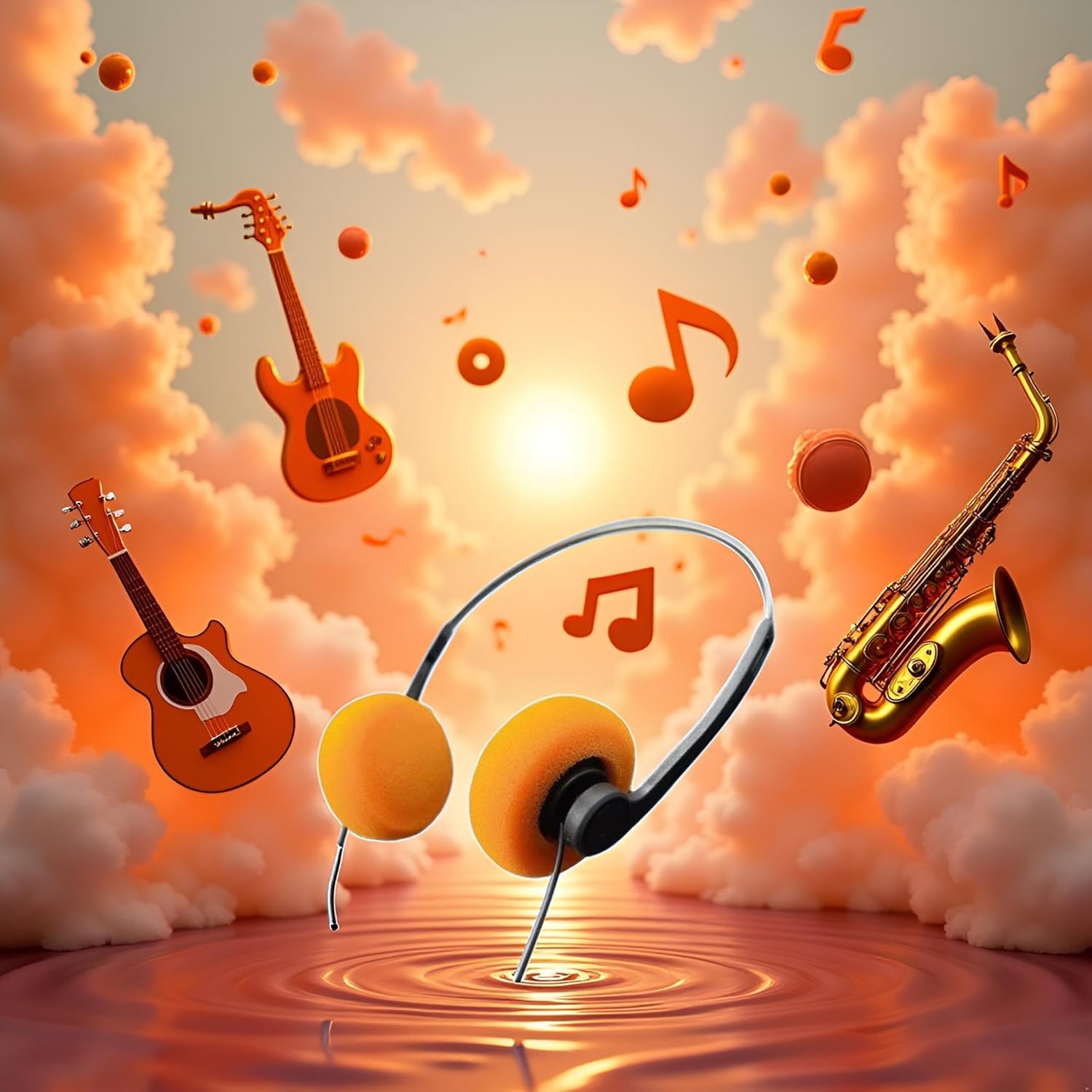 سماعات رأس ريترو فوق الأذن، سماعة رأس ستيريو سلكية بتصميم عتيق، سماعات هاي فاي خفيفة الوزن للهواتف المحمولة وأجهزة تشغيل الصوت، برتقالي - الصورة 6