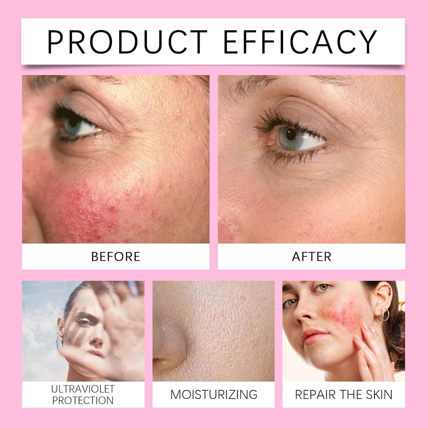 YOOJ® Rose Sunscreen SPF 50+، كريم BB معزول متعدد التأثيرات 4 في 1، يخفي واقي الشمس المرطب للوجه، حماية واسعة النطاق من الأشعة فوق البنفسجية فئة A وB، تركيبة مضادة للماء غير دهنية تدوم طويلاً - الصورة 4
