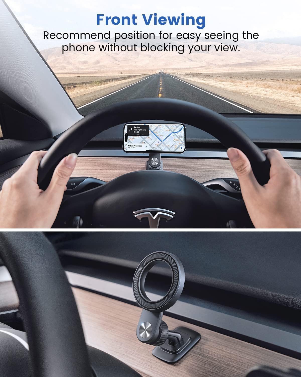 لـ MagSafe حامل هاتف مغناطيسي للسيارة مثبت على لوحة القيادة وحامل هاتف مناسب لسطح منحني ودوران مرن متوافق مع iPhone 17 16 15 14 13 Pro Max Plus Mini - الصورة 3
