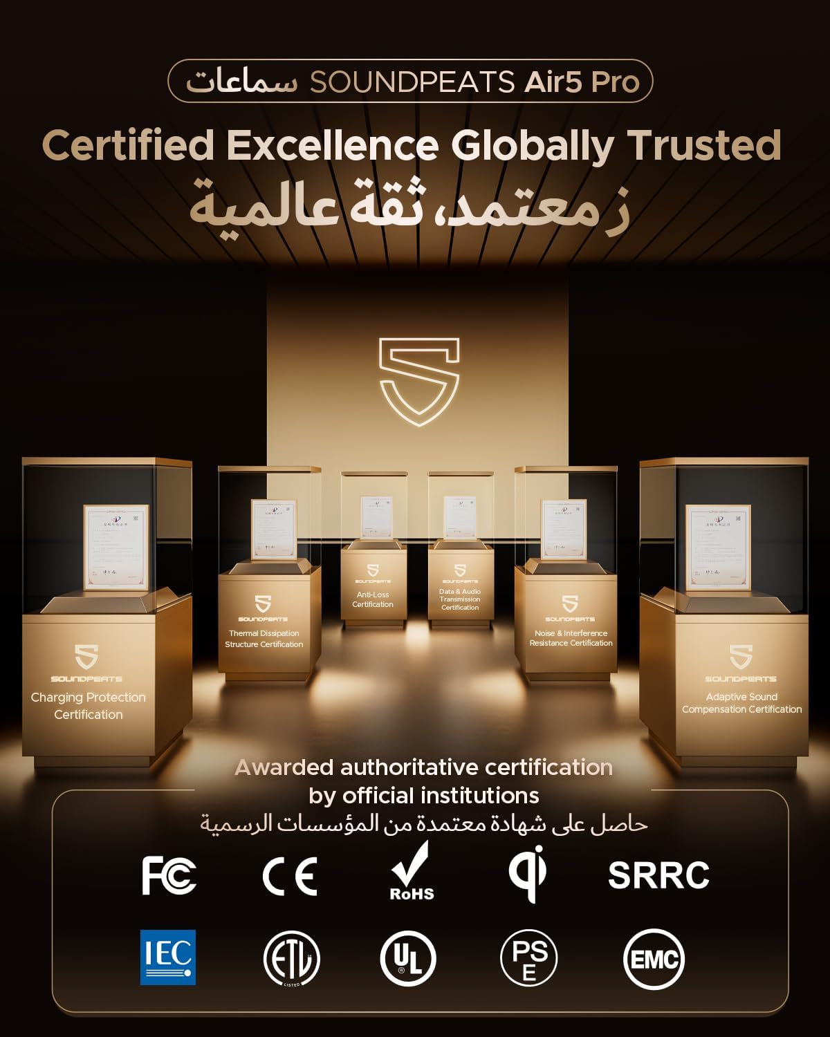 سماعات أذن لاسلكية SoundPEATS Air5 Pro مع خاصية إلغاء الضوضاء الهجين التكيفي، بلوتوث 5.4 مع صوت Qualcomm Snapdragon، 6 ميكروفونات aptX™ Lossless، سماعات بلوتوث LDAC LC3 صوت عالية الدقة، 37 ساعة، تطبيق - الصورة 2