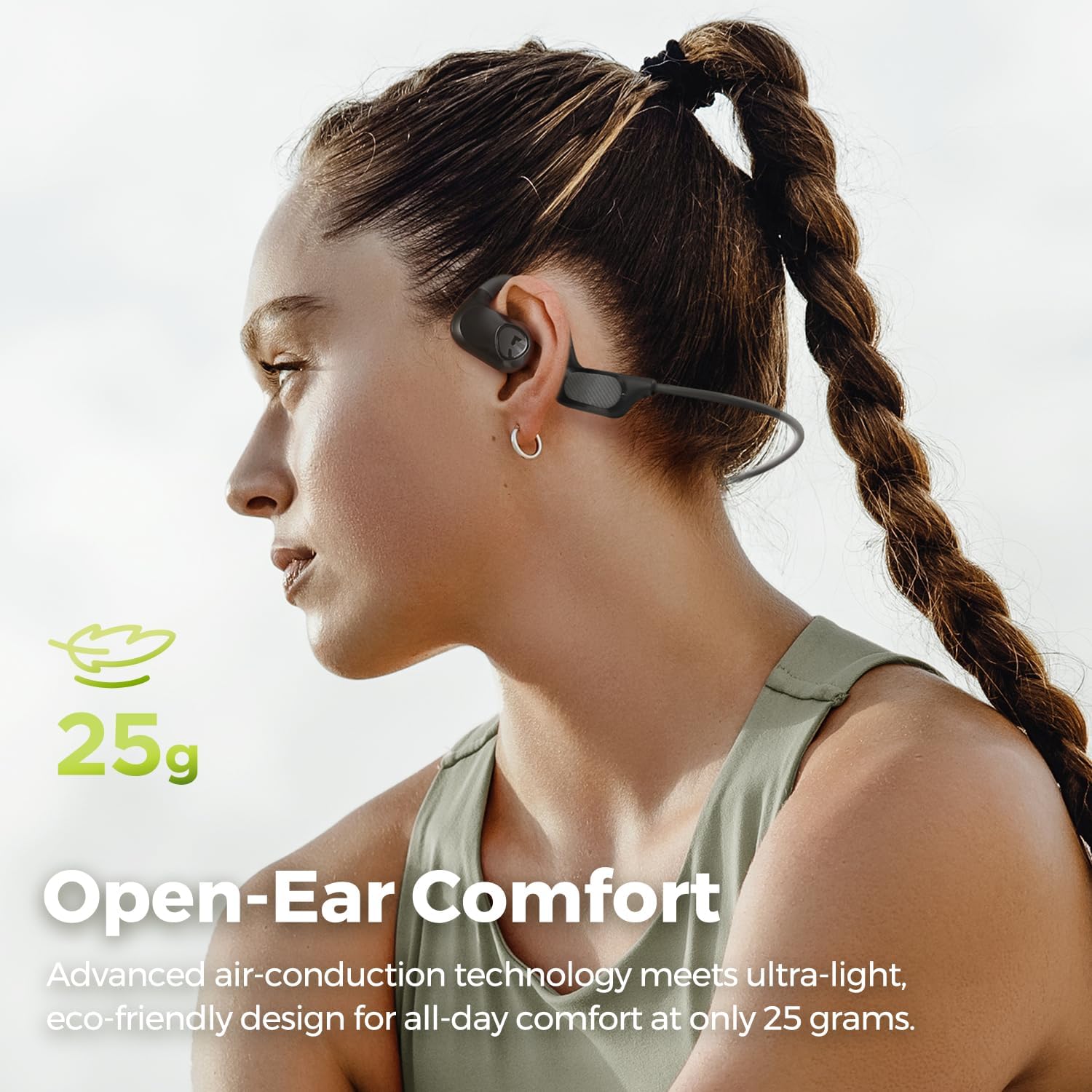 سماعات رأس SoundPEATS Runfree Lite2 مفتوحة الأذن تعمل بتقنية البلوتوث، سماعات أذن لاسلكية لتوصيل الهواء، صوت جهير محسن للسائق مقاس 16.2 مم، مكالمات واضحة بميكروفون، ملاءمة مريحة، سماعات بلوتوث 5.3 (أسود) (أسود) - الصورة 2