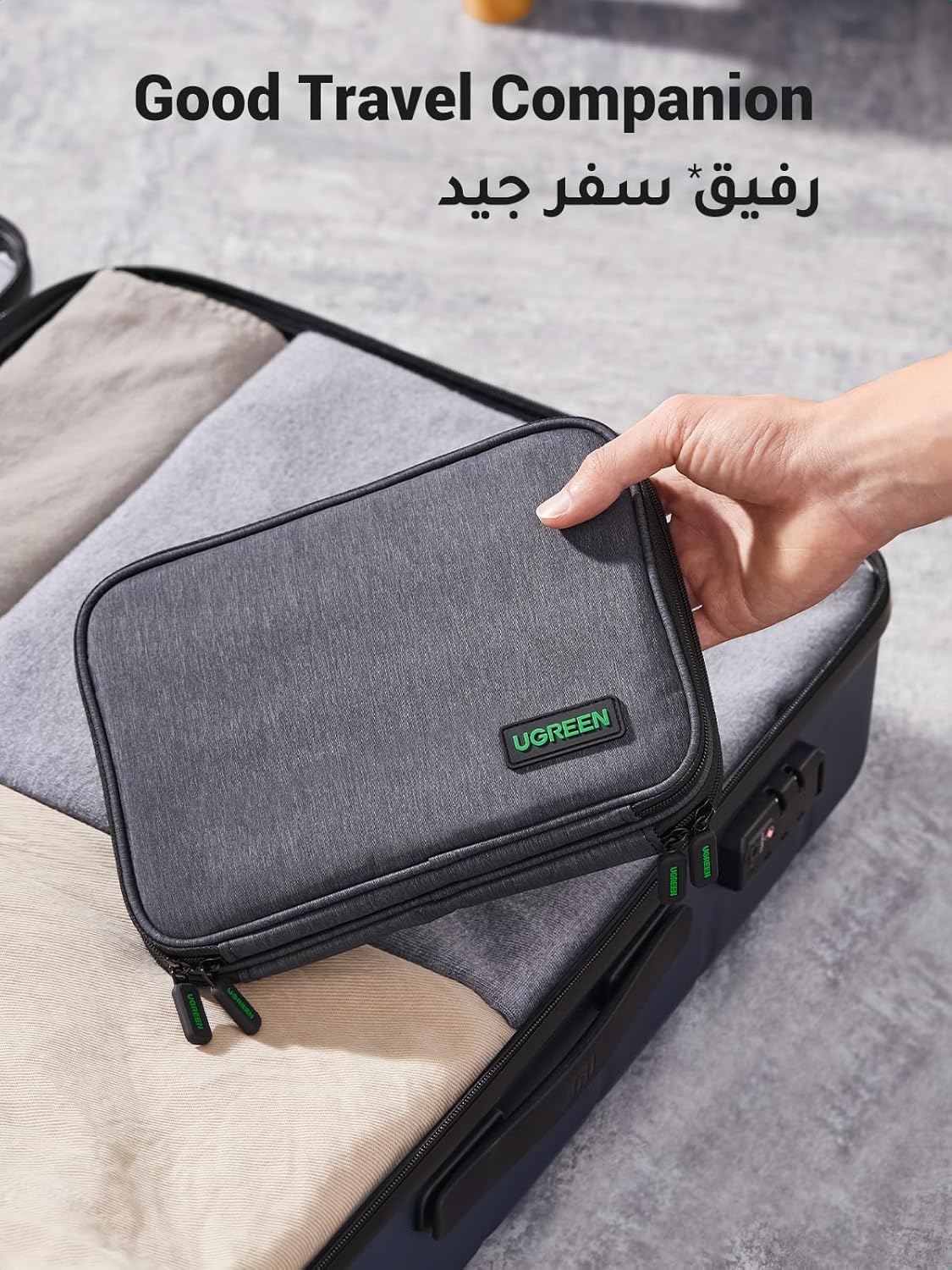 منظم إلكتروني يوجرين، حقيبة أدوات سفر مزدوجة الطبقات متوافقة مع كابل USB، بطاقة SD، القرص الصلب، بنك الطاقة، الكاميرا الرقمية، iPad Mini/Nintendo Swith Console/E-book أو Tablet حتى 7.9 بوصة - الصورة 7