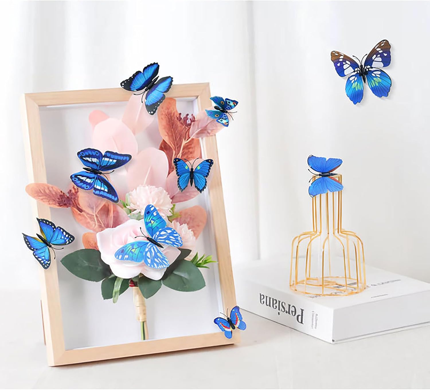 ملصقات حائط فراشة ثلاثية الأبعاد، مجموعة مكونة من 60 قطعة من 5 ألوان ديكور فراشة قابلة للإزالة لتزيين جدران المنزل، وإكسسوارات ديكورات غرف نوم الفتيات، وحرف ديكور فنية للحائط للمنزل بنفسك - الصورة 4