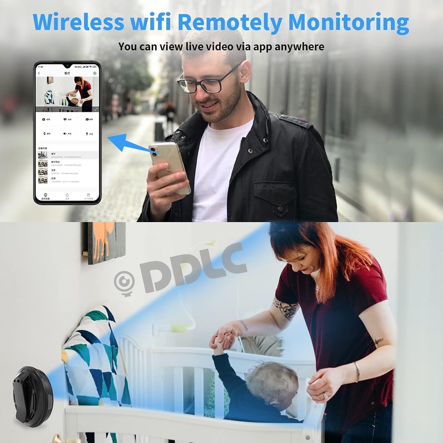 كاميرا أمان DDLC V380 PRO WiFi CCTV للمنزل في الهواء الطلق، مغناطيس عالي الدقة للتركيز، كاميرا مغناطيسية صغيرة للبث المباشر IP لاسلكية 1080 بكسل لأمن المكاتب المنزلية (مغناطيس صغير) - الصورة 9