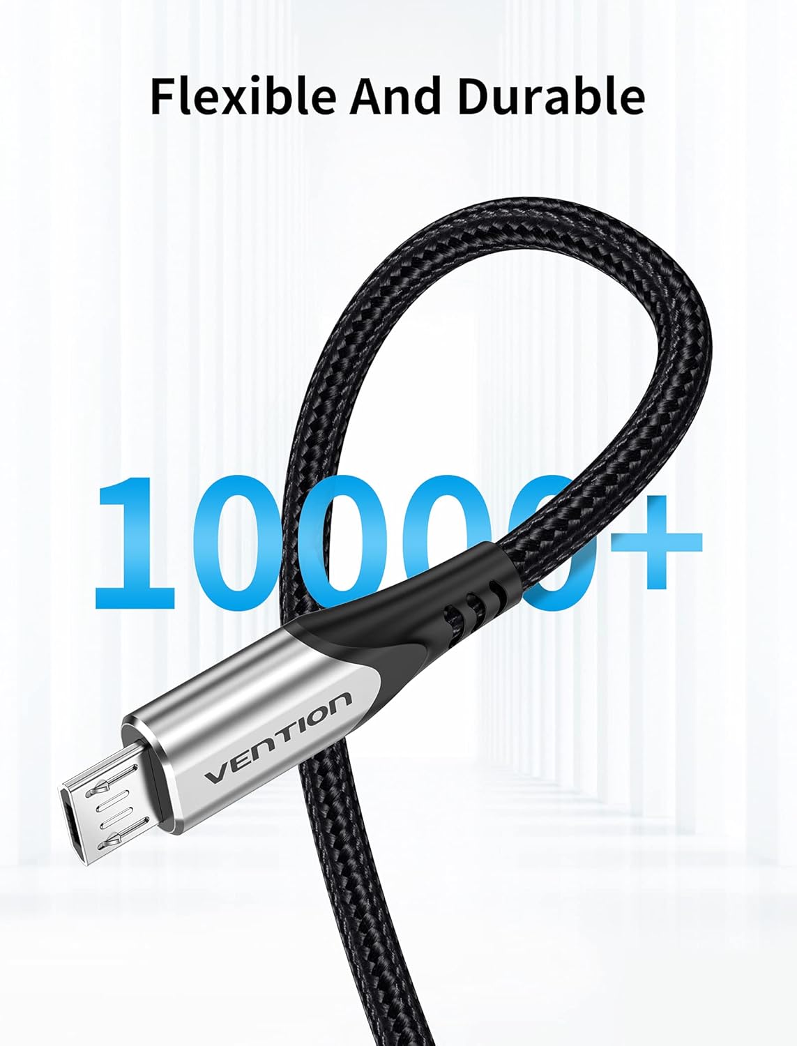 كابل VENTION Micro USB بطول 1 متر، كابل شاحن هاتف USB إلى Micro USB، كابل شحن Micro USB لمزامنة البيانات عالي السرعة من النايلون 3A لهواوي وXiaomi وLG وSony وNexus وNokia والهواتف الذكية التي تعمل بنظام Android وPS4 وXbox إلخ (1 متر) - الصورة 6