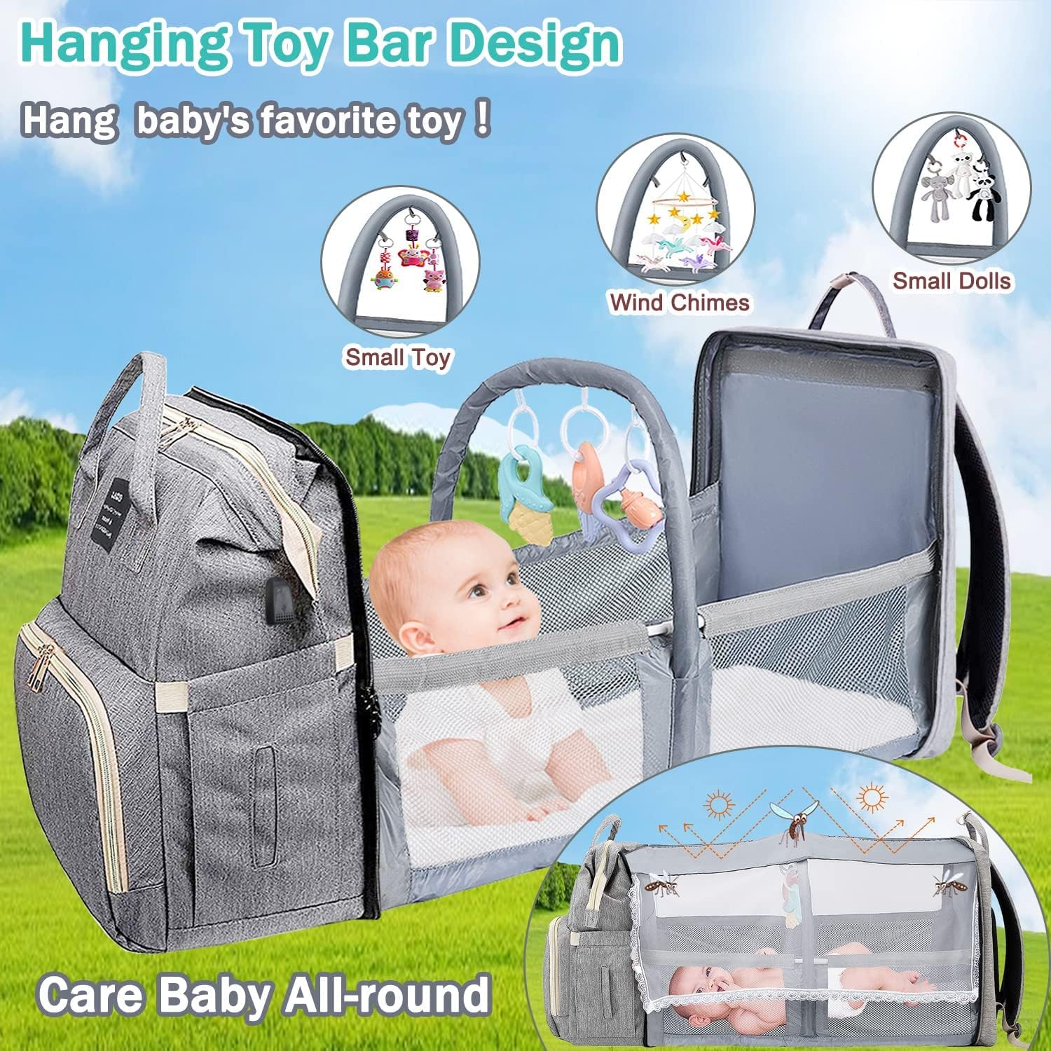 حقيبة ظهر للحفاضات من دي إم جي تيك، حقيب - الصورة 2