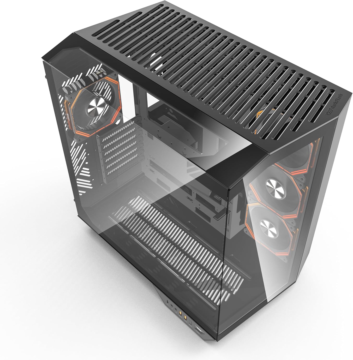 DarkFlash DY470 Mid-Tower ATX Gaming PC Case، اللوحة الأم الخلفية، حجرة مزدوجة، زجاج بانورامي، ما يصل إلى 2 × 360 مم، متوافق مع RTX 40، (4 × 120 مم مراوح PWM ARGB، (أسود) - الصورة 8