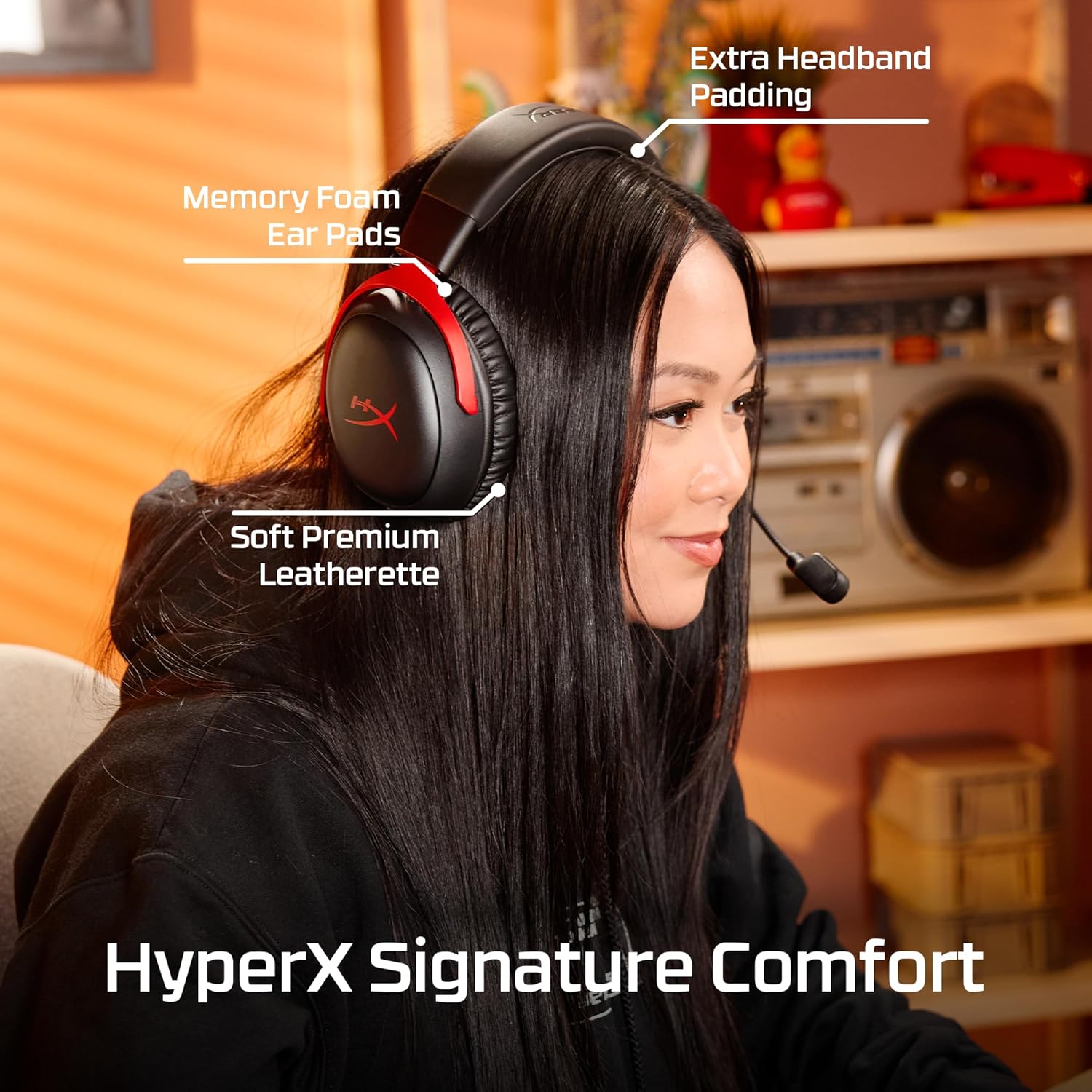 HyperX Cloud III S - سماعة ألعاب لاسلكية لمنصات متعددة، 2.4 جيجا هرتز، بلوتوث، عمر البطارية يصل إلى 120 ساعة 2.4 جيجا هرتز / 200 ساعة بلوتوث، برامج تشغيل بزاوية 53 مم، ميكروفون قابل للفصل 10 مم، أسود - الصورة 5