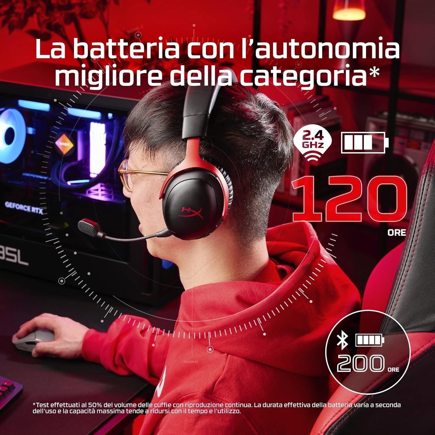سماعة الألعاب اللاسلكية HyperX AX6G1AA Cloud III S، بلوتوث 2.4 جيجا هرتز، محرك بزاوية 2.1 بوصة (53 ملم)، سماعة رأس DTS: صوت X-Space، ما يصل إلى 120 ساعة من اللعب المستمر، الكمبيوتر الشخصي، Mac، PS5، الهاتف المحمول، نينتندو - الصورة 3